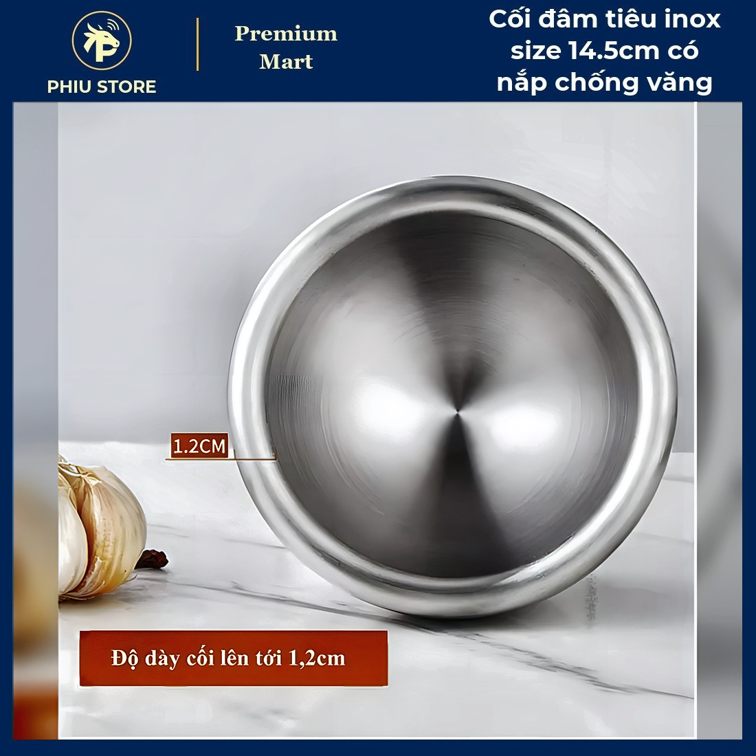 Cối Chày Đâm Tiêu - Cối Đâm Tiêu Inox Size 14.5cm có Nắp Chống Văng, Cối Giã Cua Inox - PHIU STORE_thumbnail_7