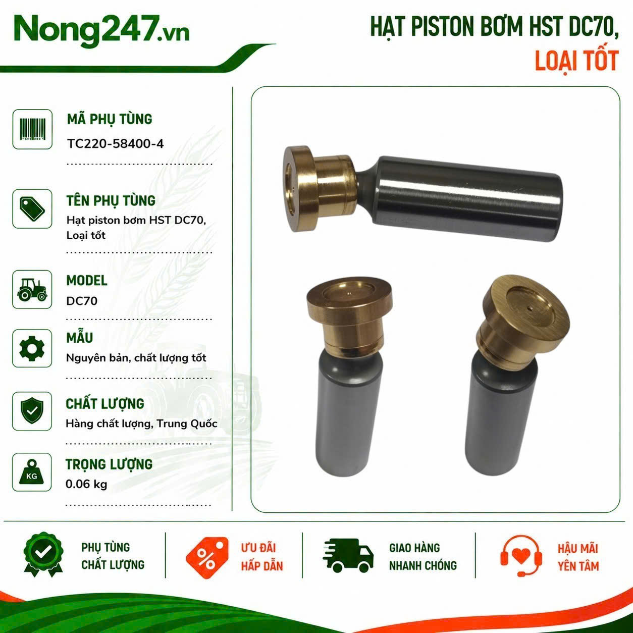 Hạt piston bơm HST DC70, Loại tốt