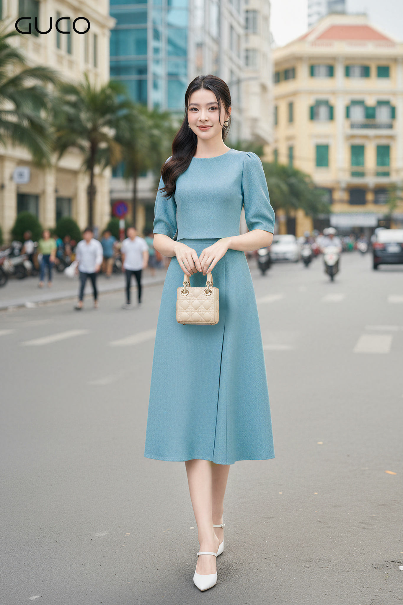 CHÂN VÁY XÒE DÁNG DÀI - XANH