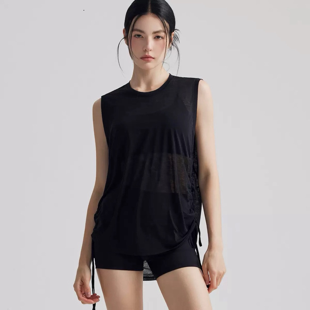 Áo Tanktop Thể Thao Nữ Ba Lỗ Rút Dây Form Rộng Vải Lưới Mè Thoáng Khí Thấm Hút Nhanh Khô_thumbnail_0