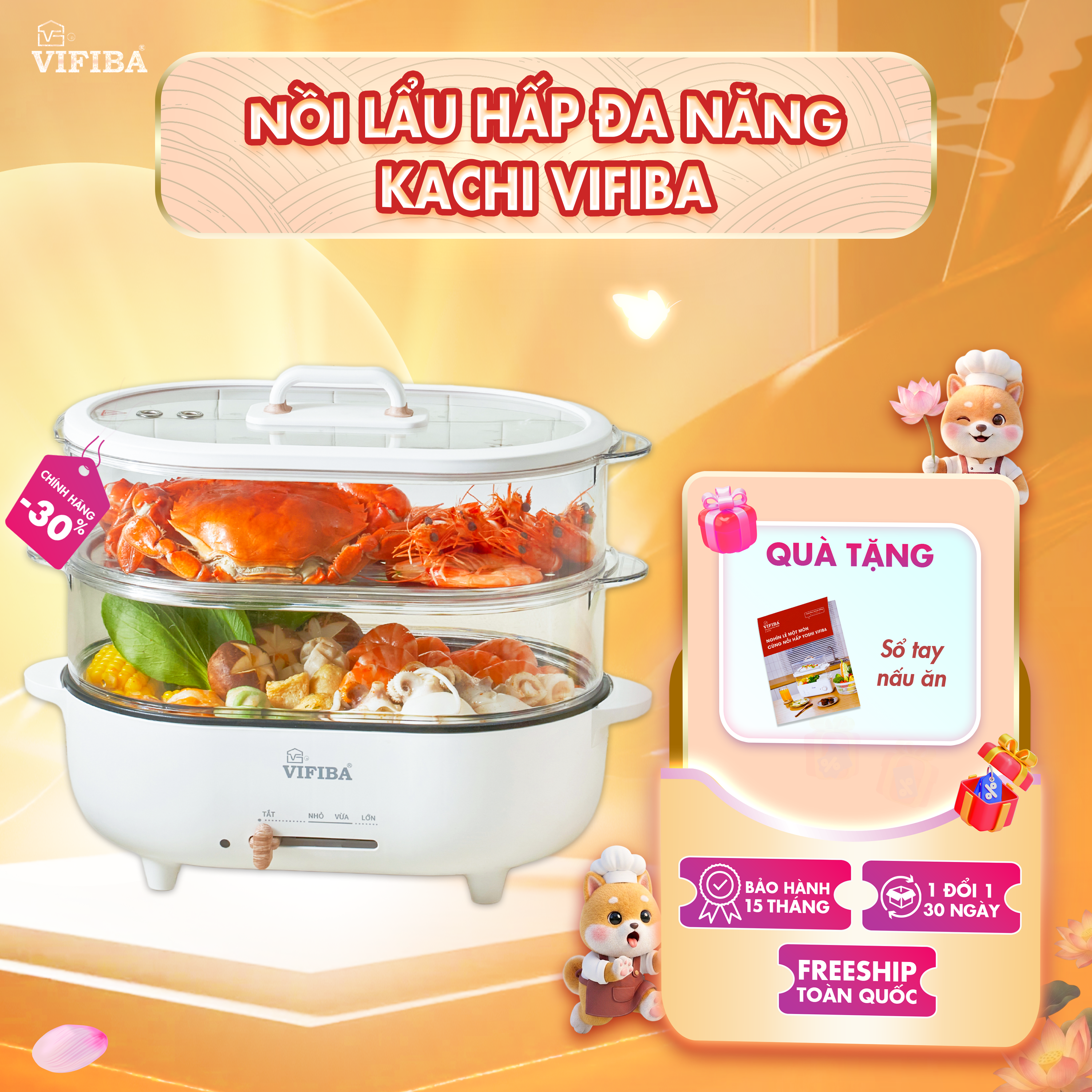 Nồi Lẩu Hấp Điện Kachi Vifiba 