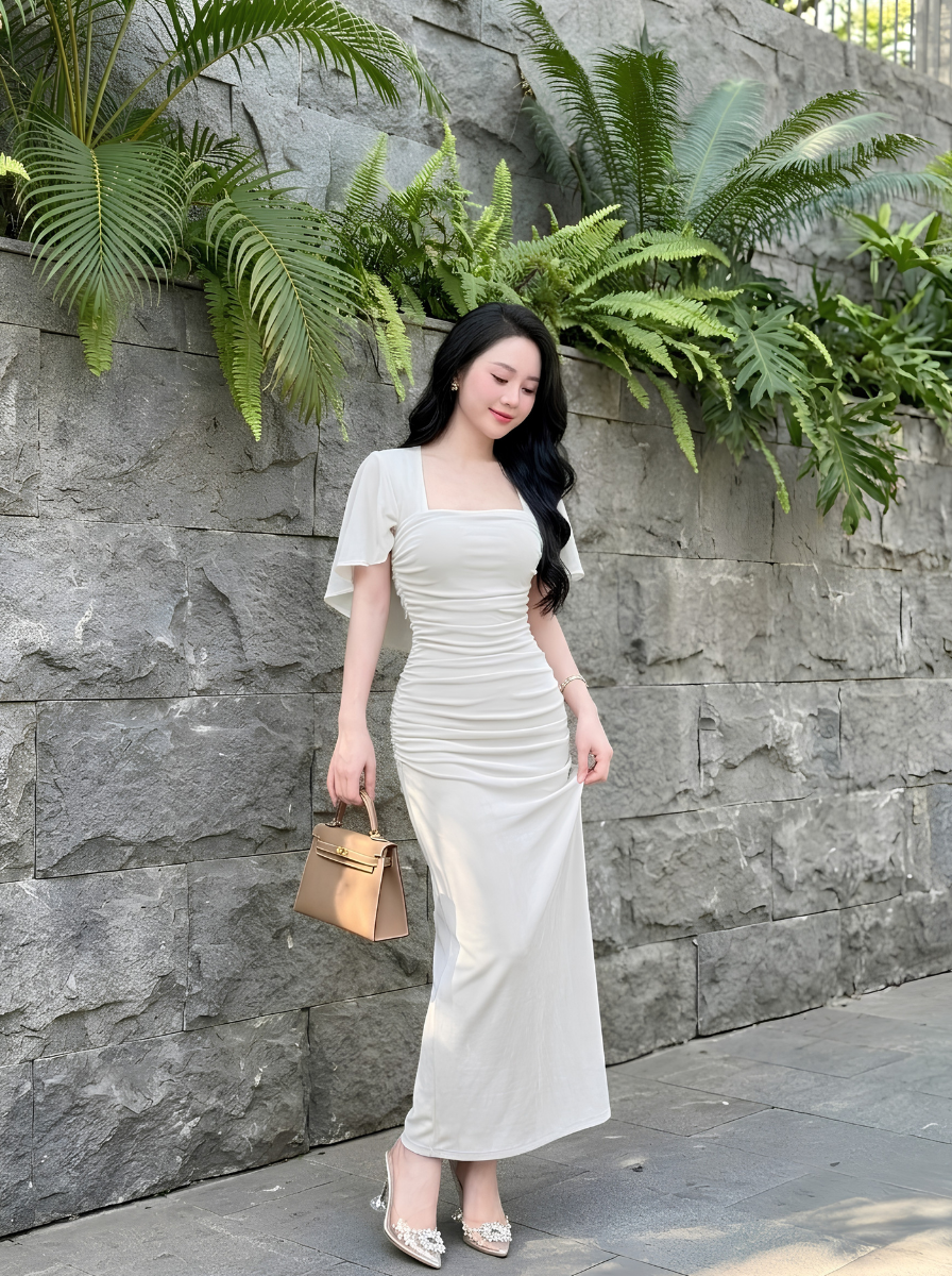 G63 - Đầm Cổ Vuông Tay Choàng Cánh Tiên Cao Cấp_thumbnail_9