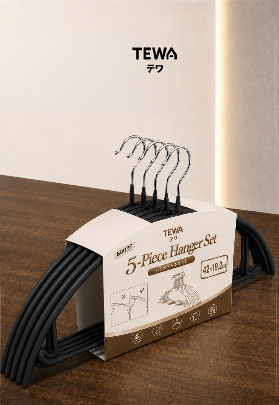 BỘ 10 MÓC TREO QUẦN ÁO THÉP MANGAN 42CM TEWA