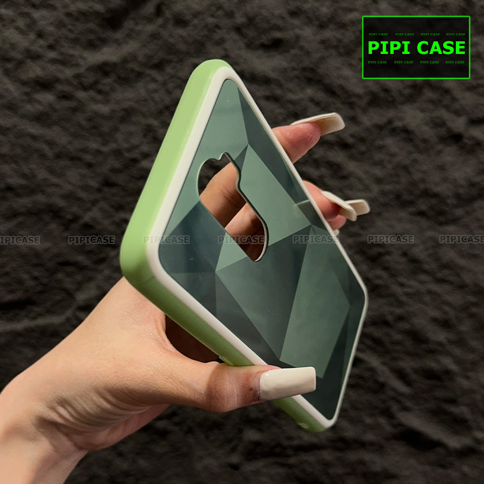 Ốp Lưng Oppo A5 2020 / A9 2020 - Kim Cương 6D - Xanh Viền Trắng_thumbnail_2