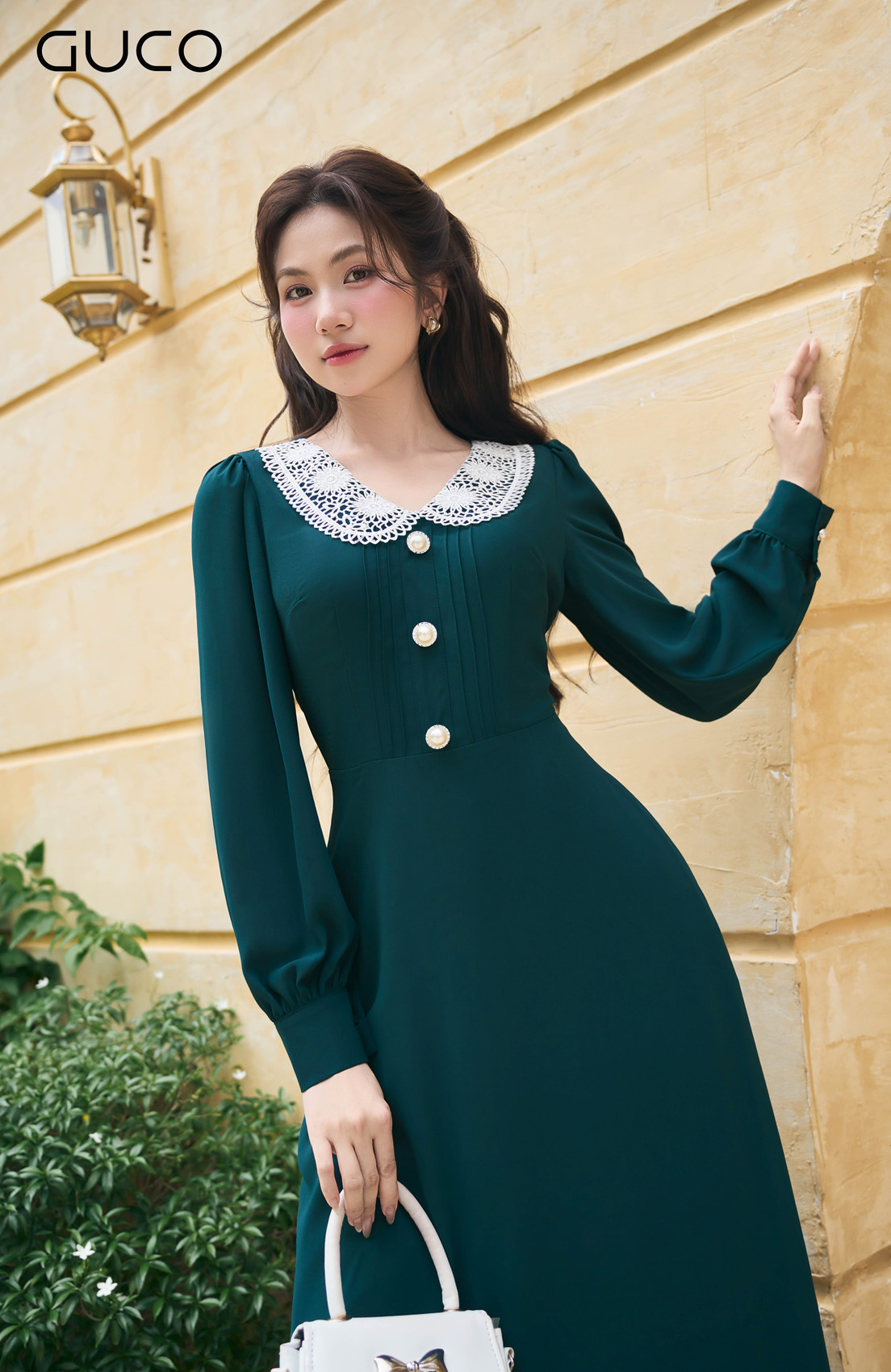 ĐẦM XÒE CỔ PHỐI REN TRẮNG - XANH CỔ VỊT_thumbnail_2