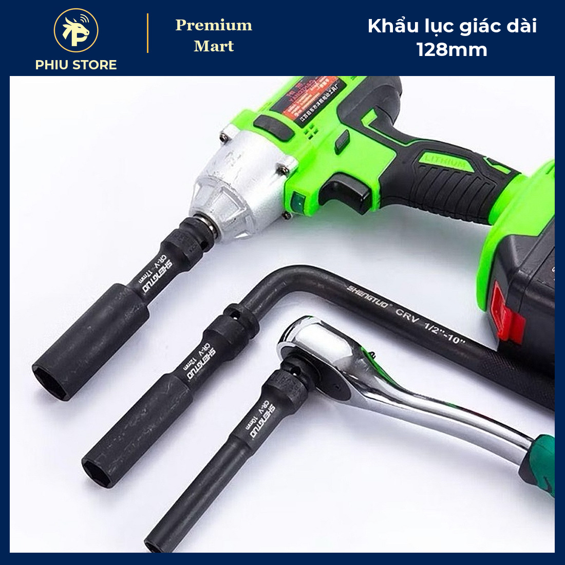 Khẩu Lục Giác Dài 128mm Đầu Vuông 1/2 Inch Thép Cr-V Đen - Cỡ 8 Đến 19mm, Dùng Máy Vặn Bulong - PHIU STORE_thumbnail_4