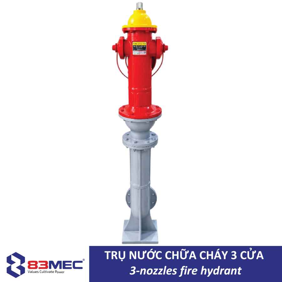 Trụ nước chữa cháy 3 cửa 83MEC – DN100, DN125, DN150