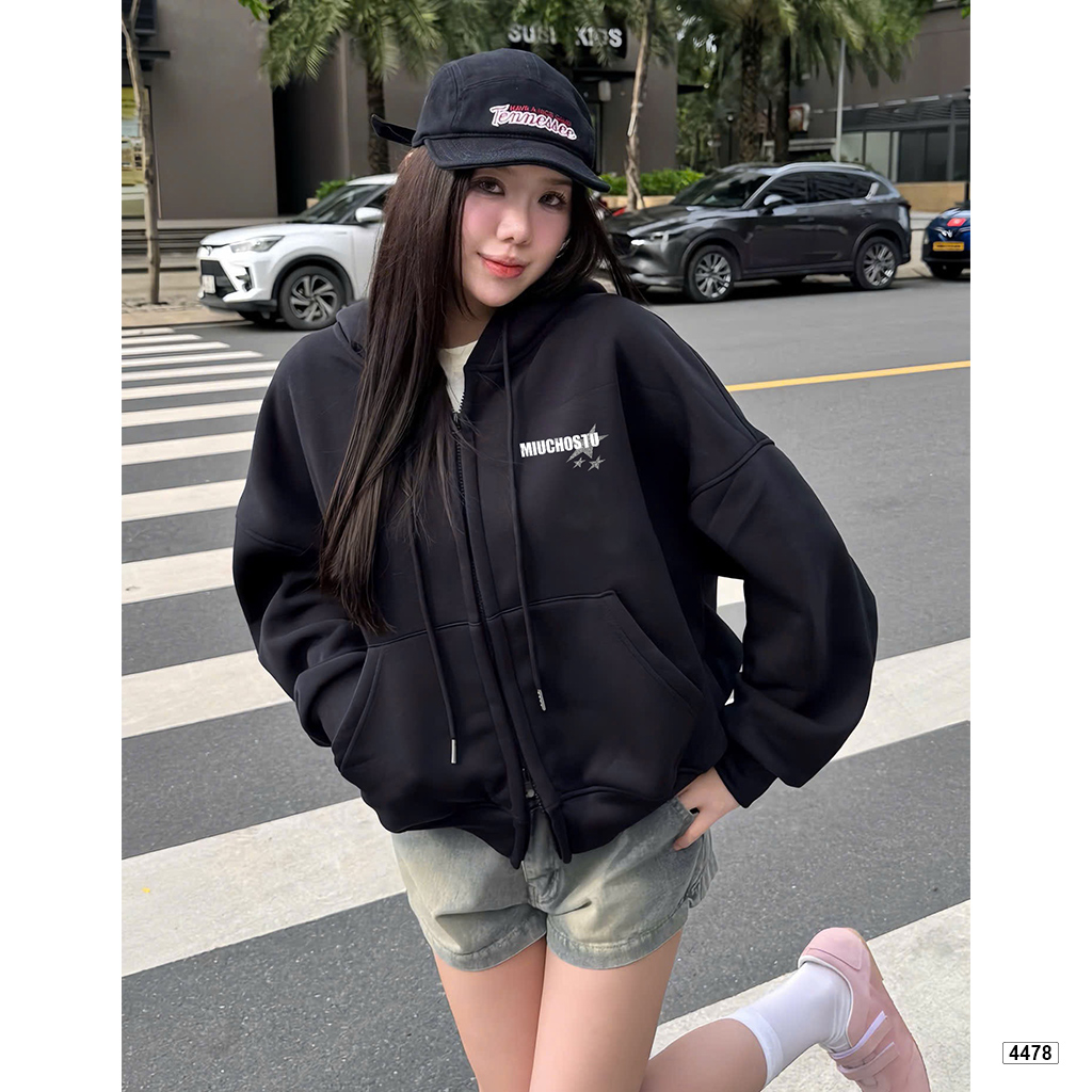 Áo hoodie zip Miucho form rộng basic nỉ 2 da in mix 4480_thumbnail_6