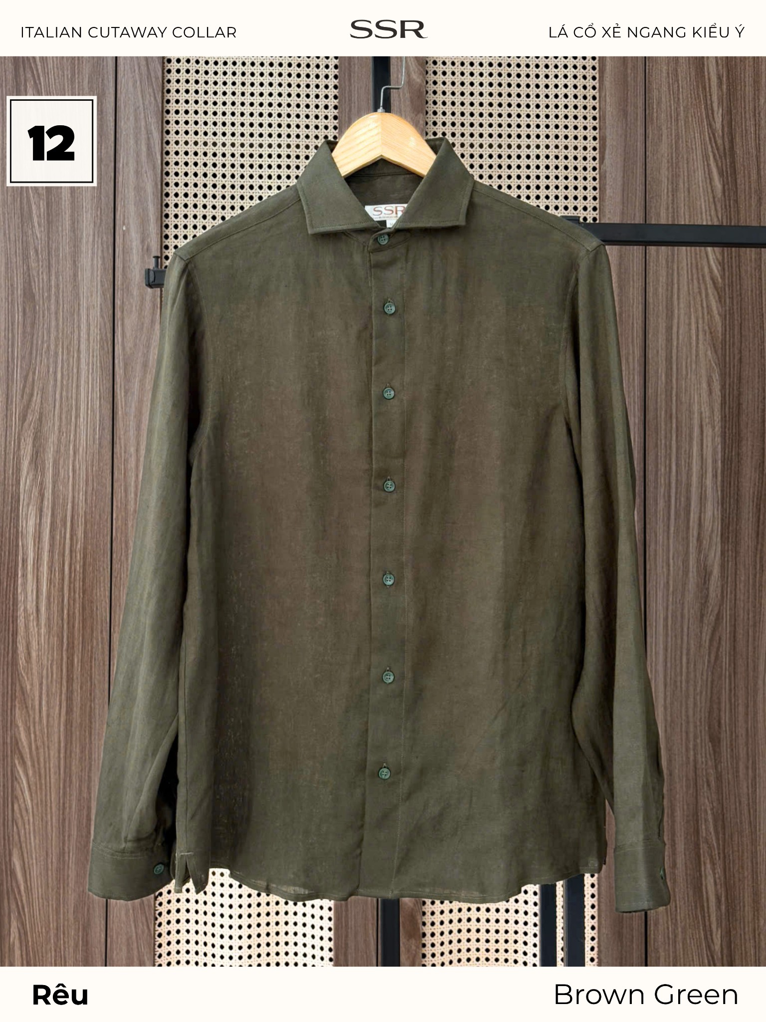 SSR - SƠ MI TAY DÀI - CỔ Ý CUTAWAY - Vạt Bầu - 100% LINEN_thumbnail_4