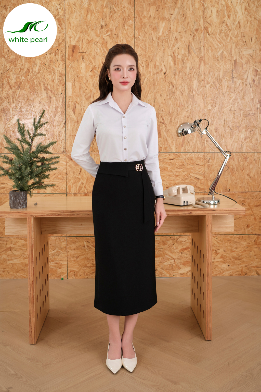 Chân váy thời trang vạt giả đai tim - Đen_thumbnail_1