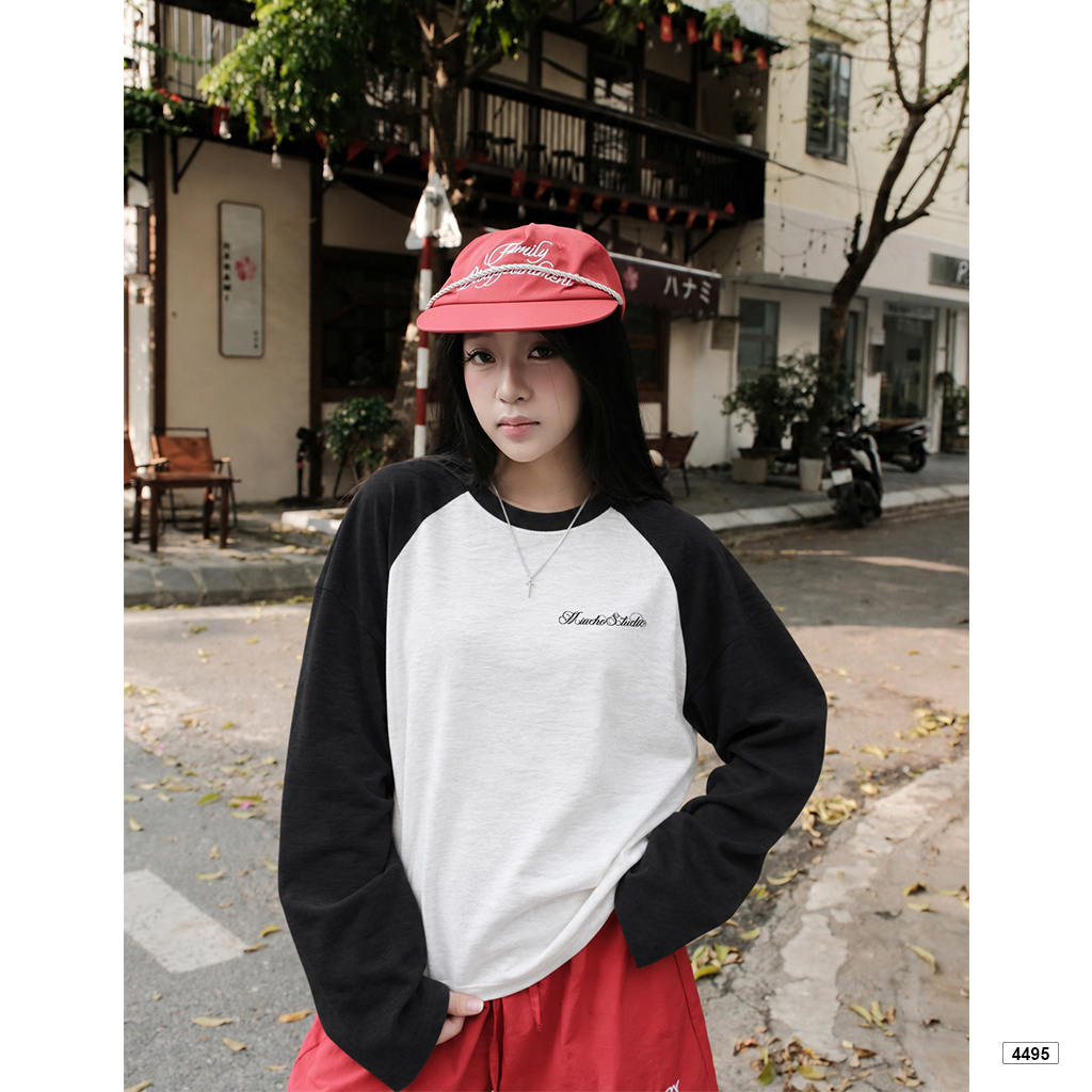 Áo thun tay dài boxy Miucho cotton xược thoáng mát mềm mịn 4495_thumbnail_5
