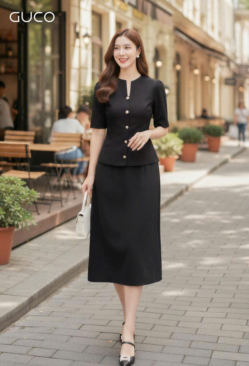 CHÂN VÁY BÚT CHÌ CÔNG SỞ - ĐEN