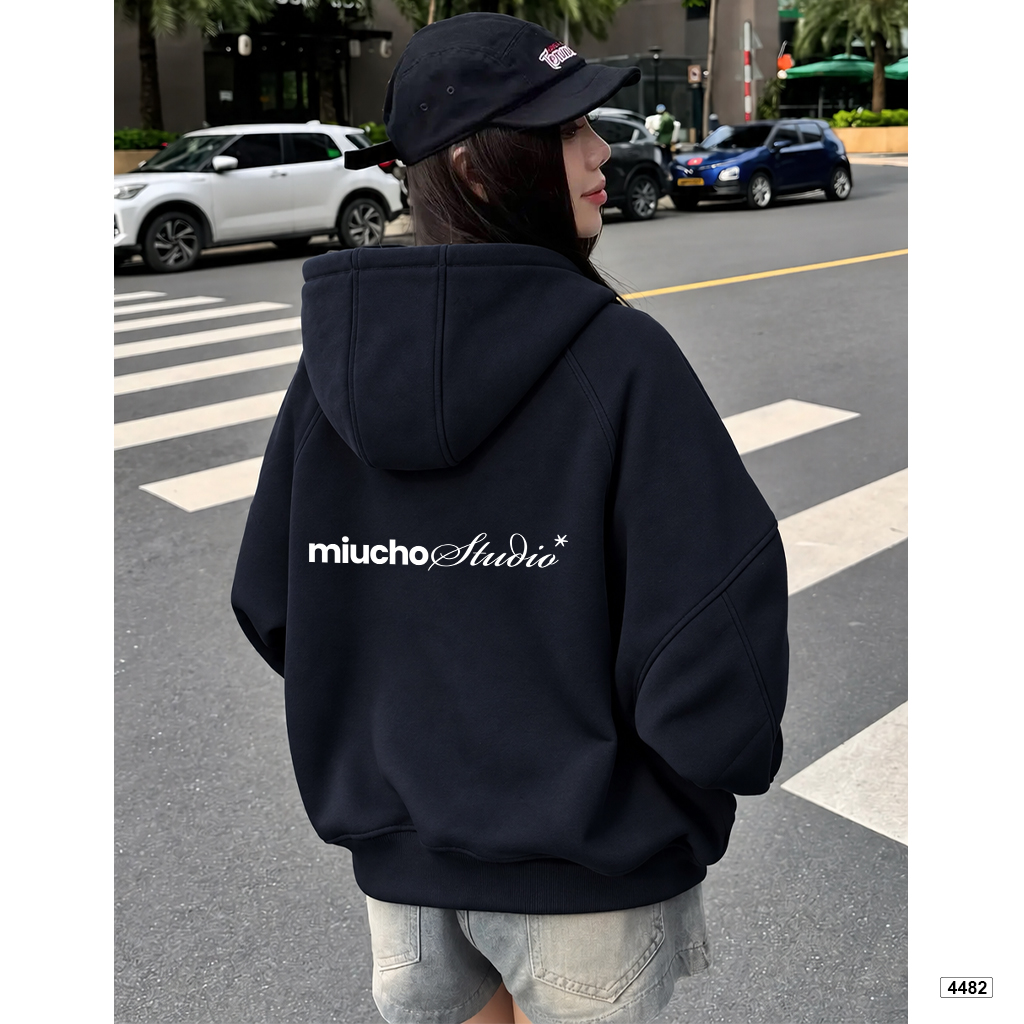Áo hoodie zip Miucho form rộng basic nỉ 2 da in typography 4482_thumbnail_4
