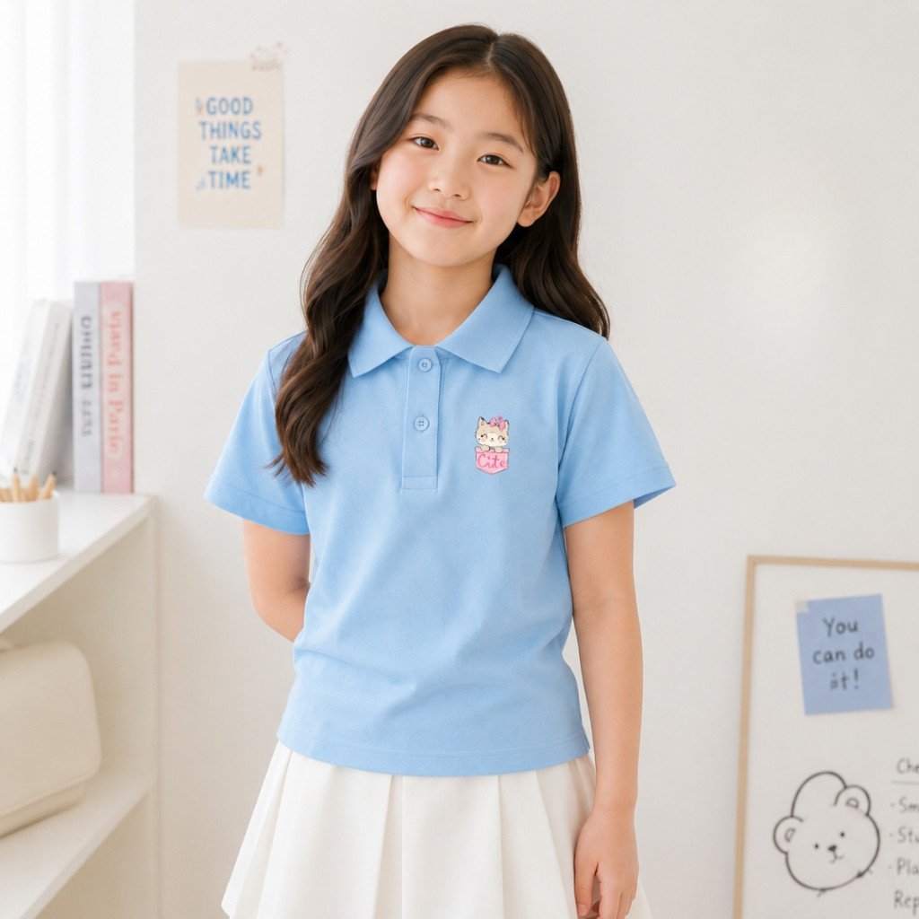 Áo polo bé gái in hình HỘP QUÀ MÈO CON - Loza Kids PL3648_thumbnail_3