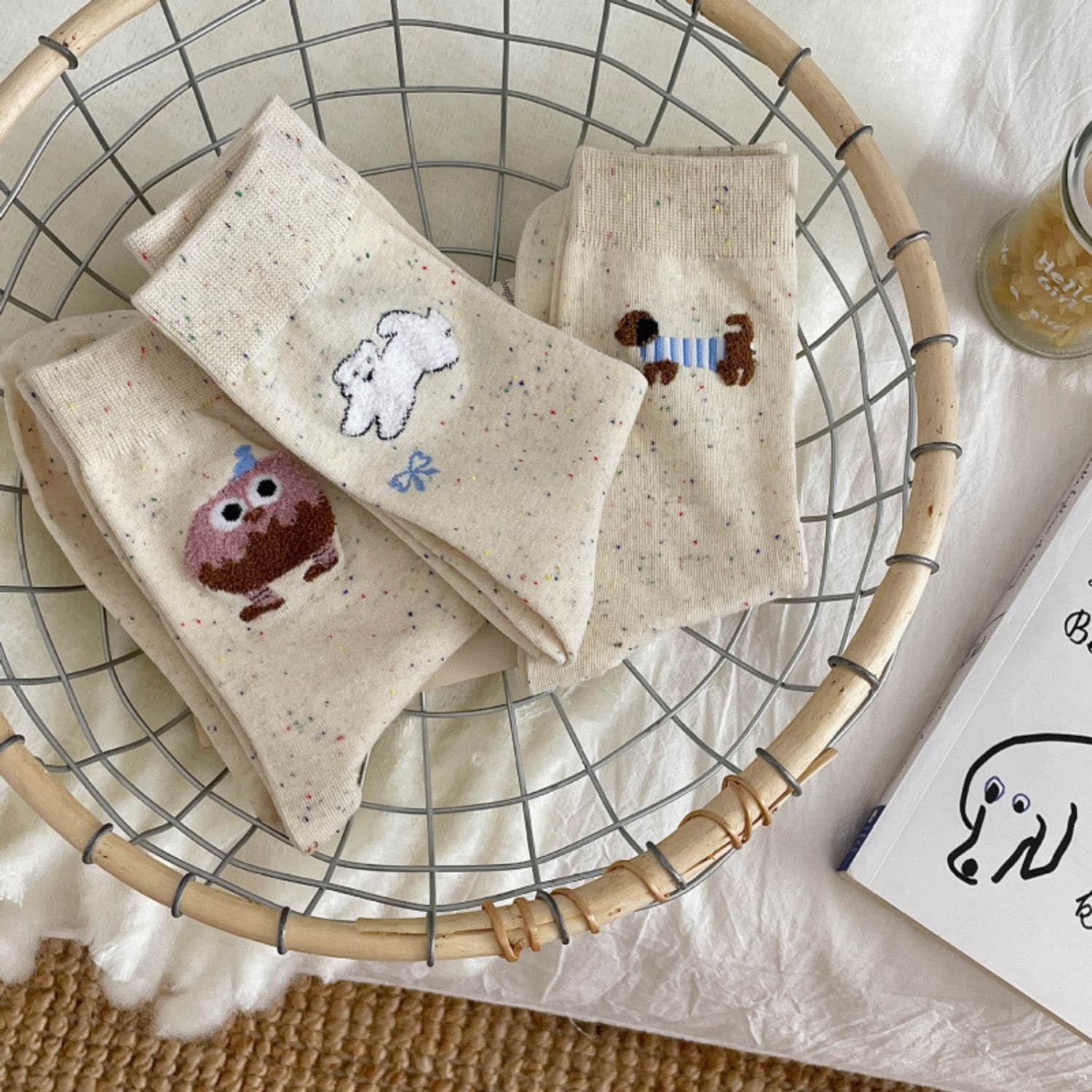 Set 5 đôi tất cao cổ nữ họa tiết thú cưng dễ thương GOMTAT, vớ chân cute chất cotton mềm mịn, co dãn – JIN-2516_thumbnail_6
