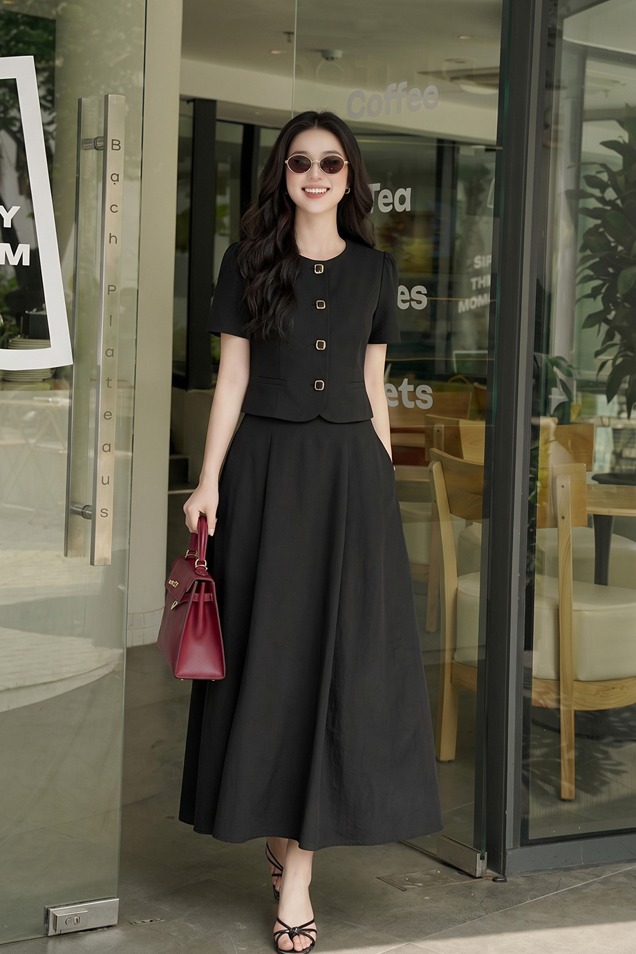 Áo sơ mi kí giả croptop 26109 đen