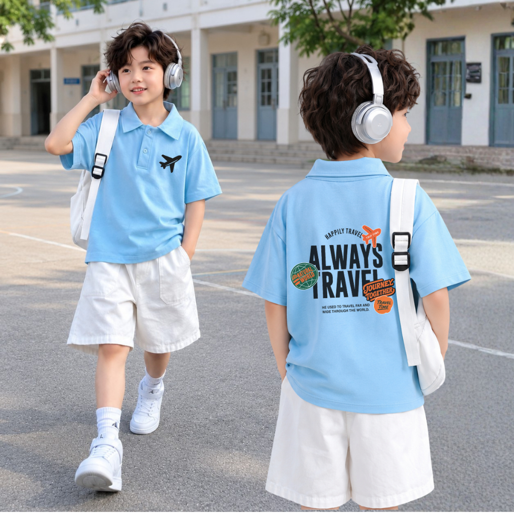 Áo polo bé trai hình Máy bay - Loza Kids PL3643