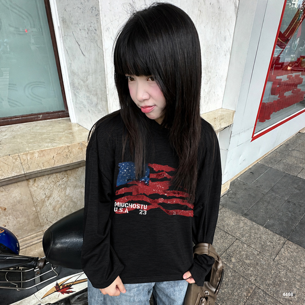 Áo tay dài unisex form boxy cotton xược thoáng mát Miucho 4468_thumbnail_4