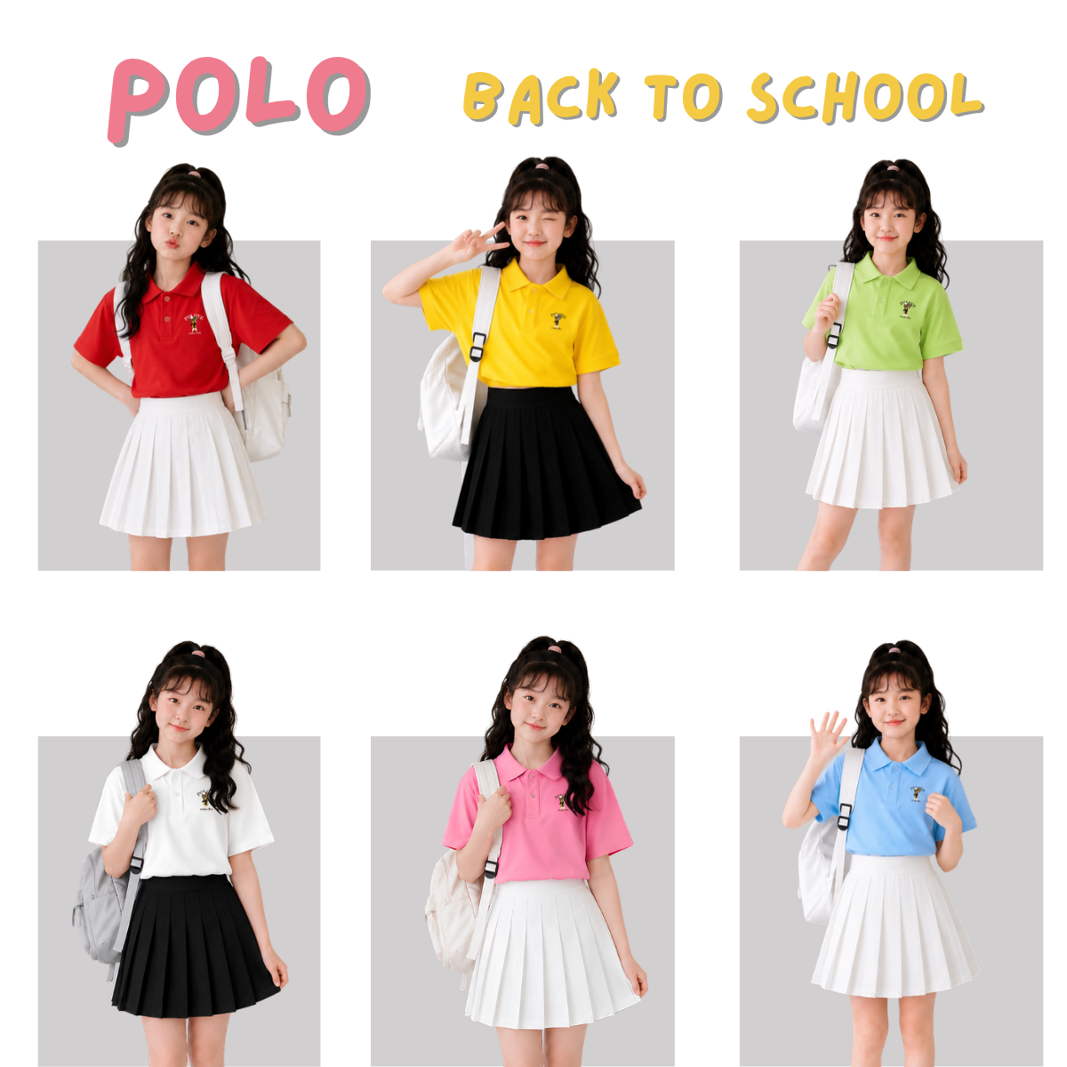 Áo polo bé gái in hình cô gái cute - Loza PL3646 PL3646