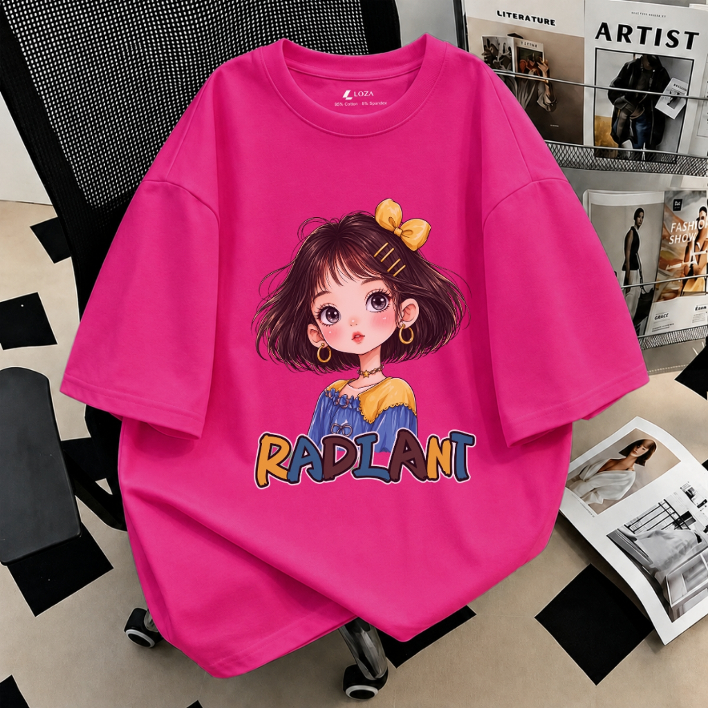 [Form Rộng] Áo phông nữ dáng rộng Mẹ & Bé hình cô gái - Loza AT-RT3675 AT-RT3675