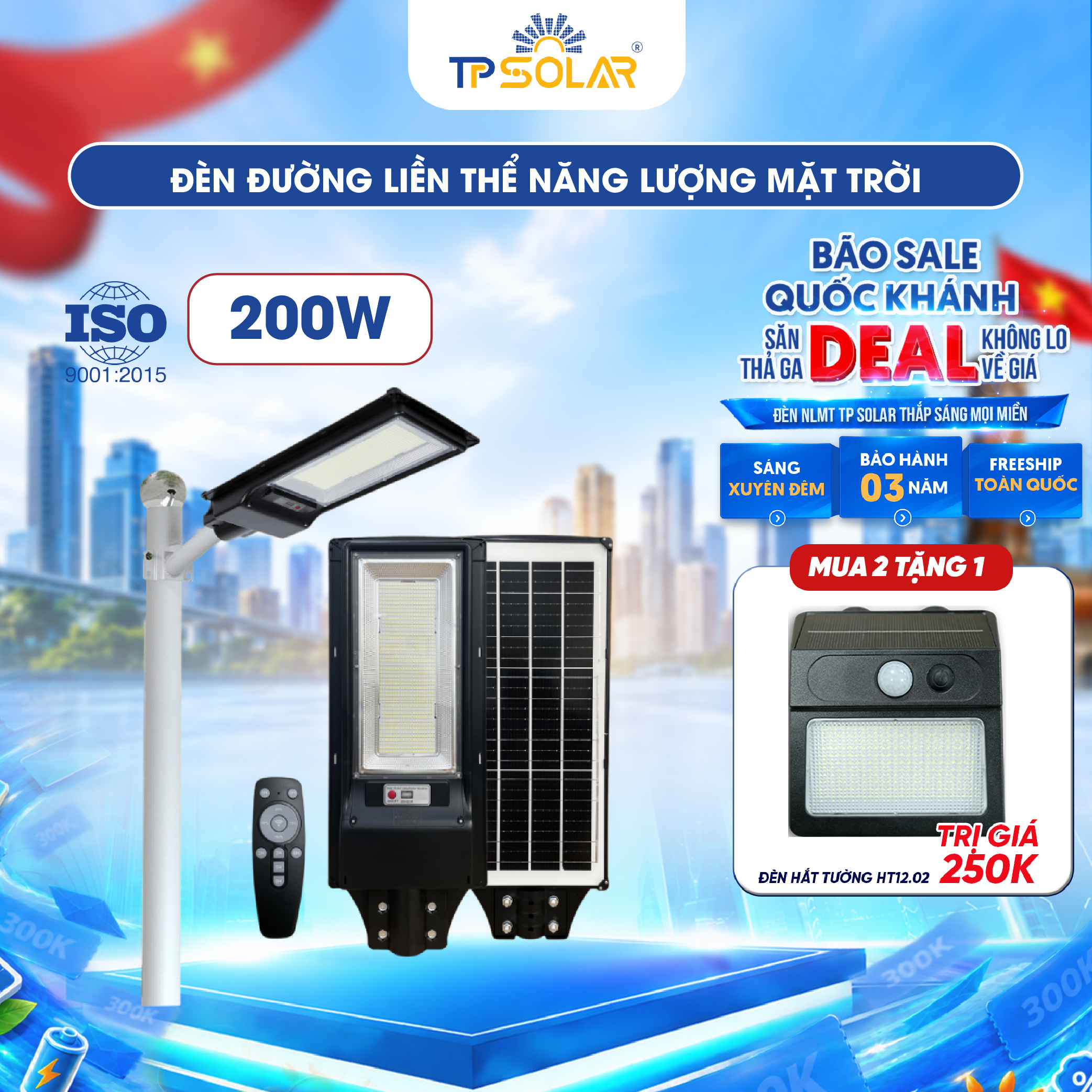 Đèn đường liền thể năng lượng mặt trời TP SOLAR LT01