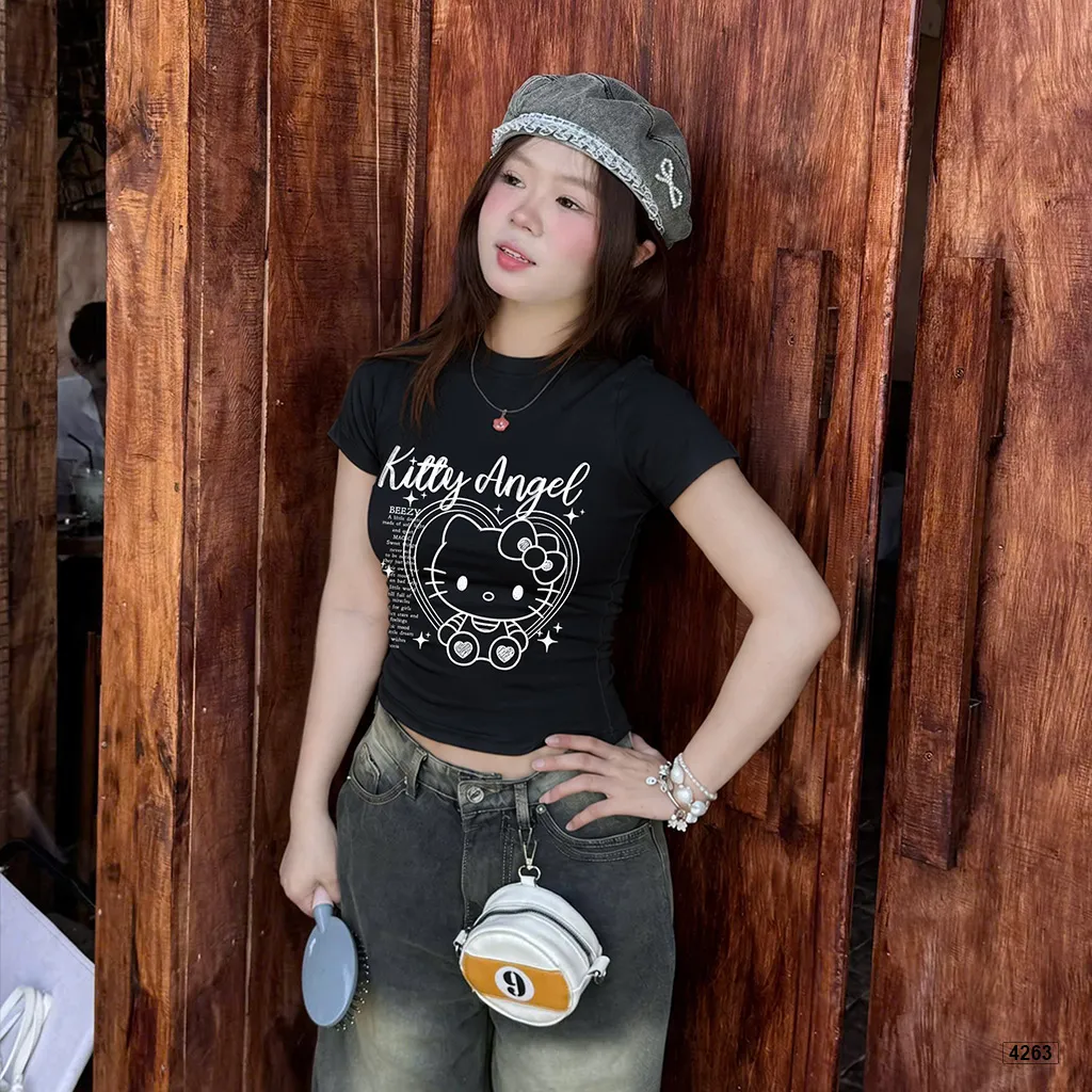Áo baby tee nữ họa tiết mèo nơ dễ thương Beezy 4263_thumbnail_5