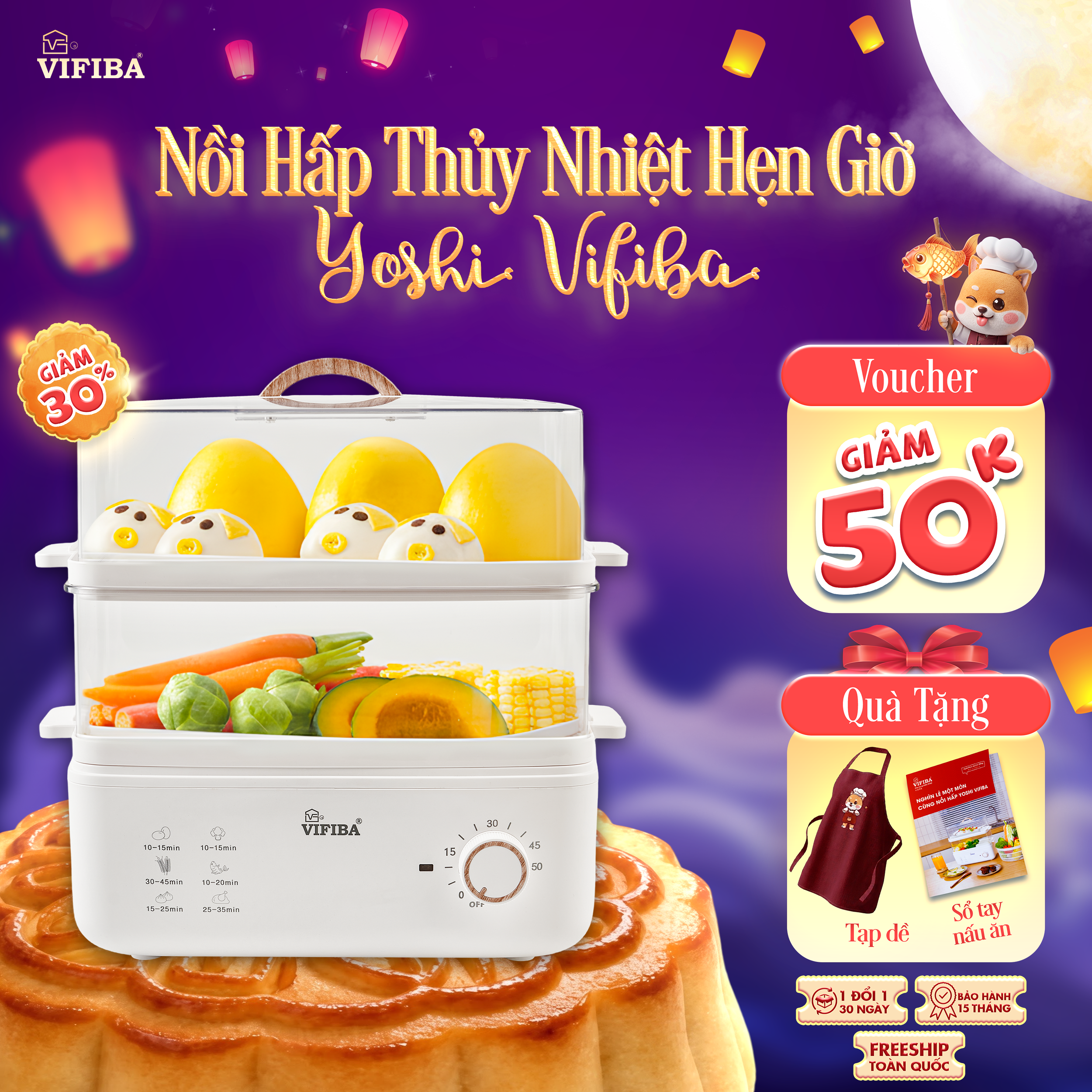 Nồi Hấp Điện Thủy Nhiệt Yoshi Vifiba