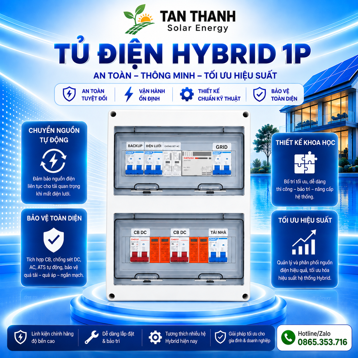Tủ Điện Hybrid 1 Pha Tích Hợp ATS 63A