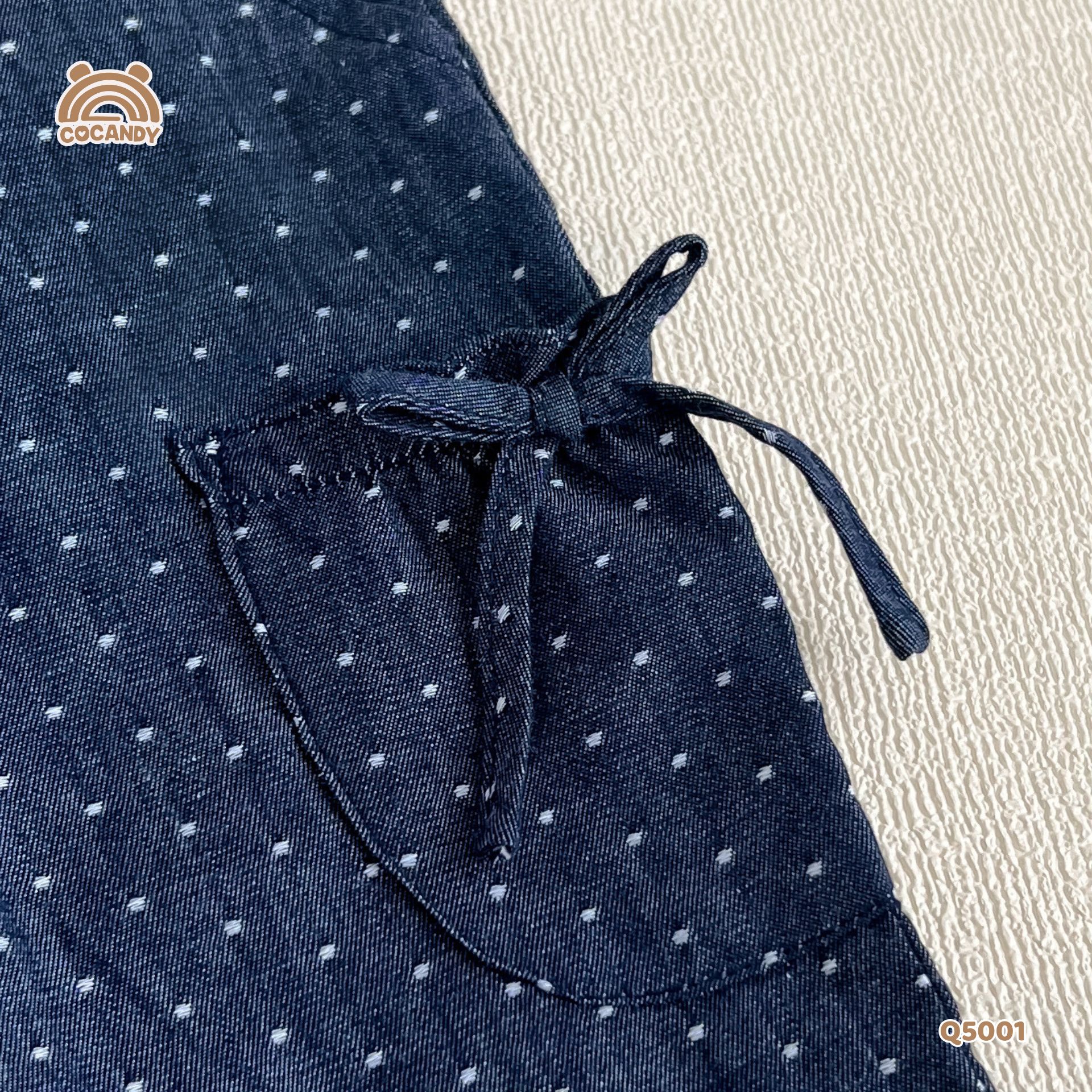 Quần lửng XANH denim chấm bi phối nơ_thumbnail_3