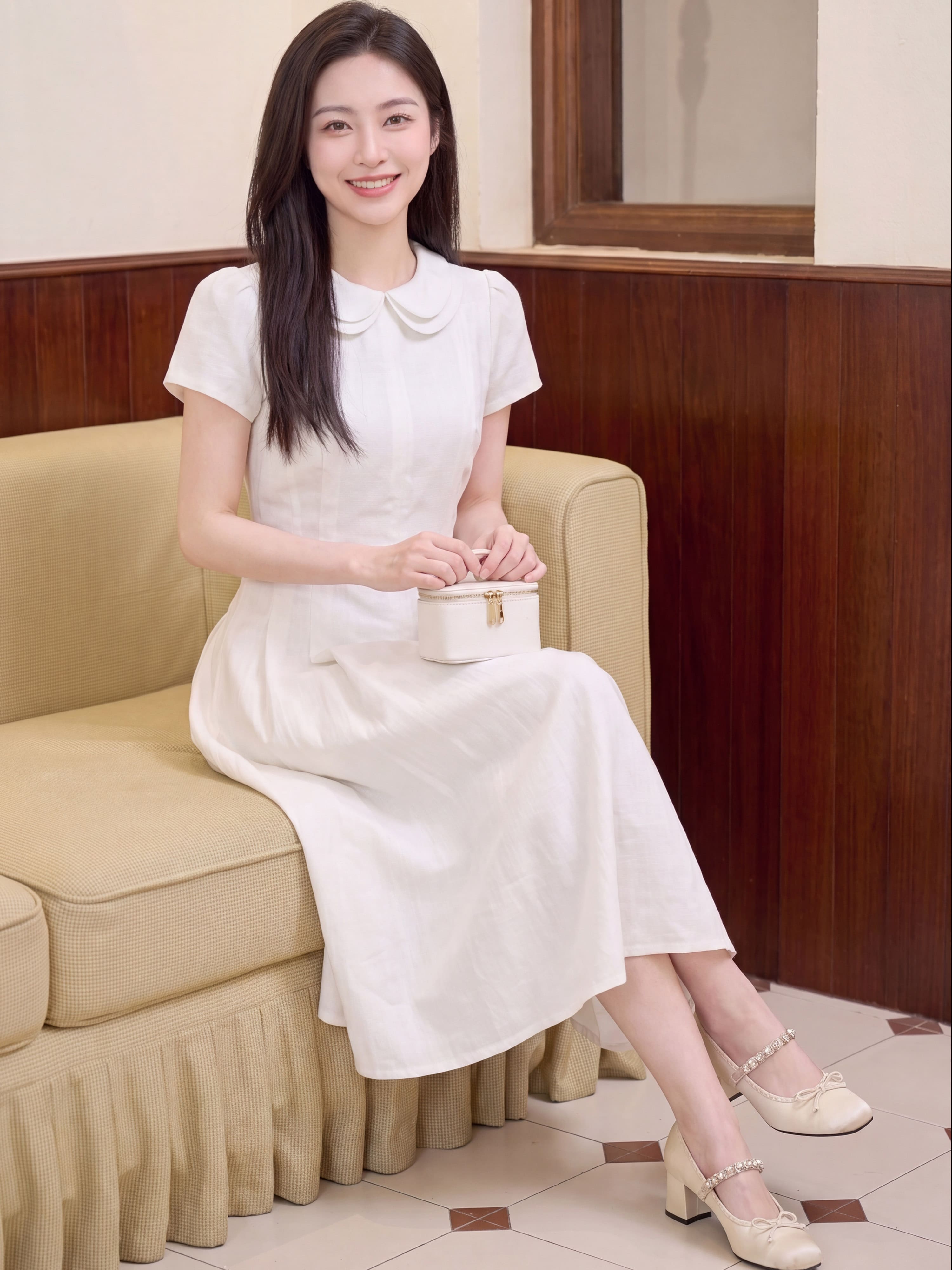 Váy xếp li dài 2 lá cổ 607007_thumbnail_4