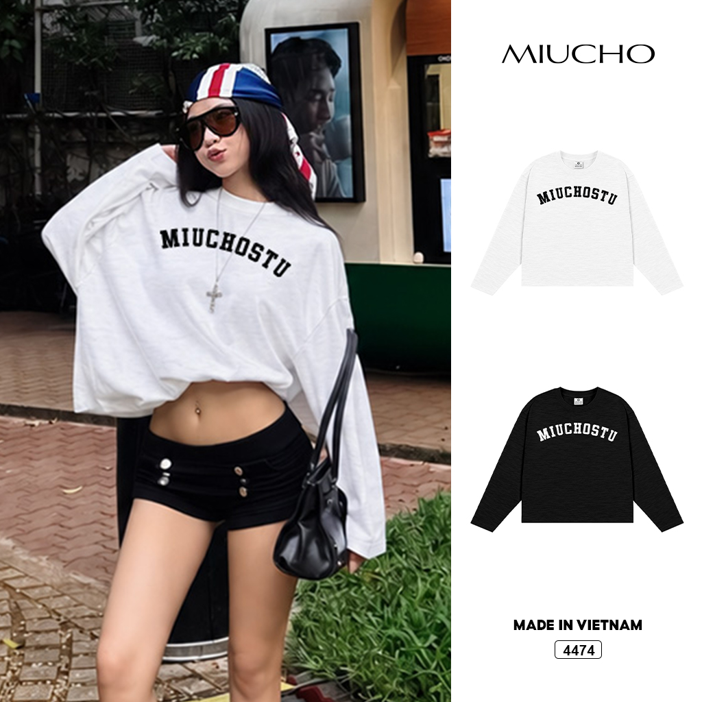 Áo tay dài form boxy cotton xược thoáng mát Miucho 4474