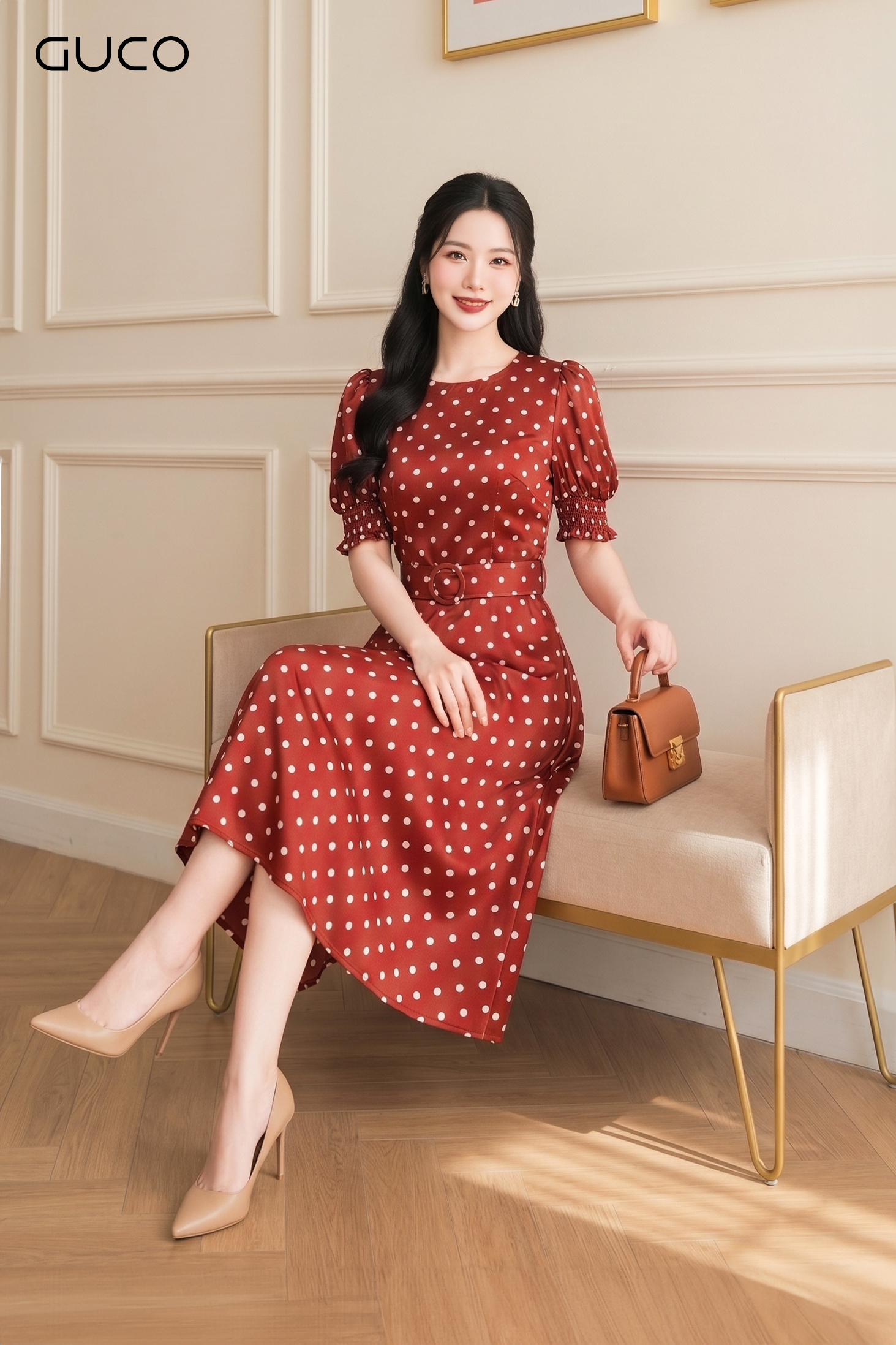 Đầm Xòe Đỏ Chấm Bi Thanh Lịch_thumbnail_2