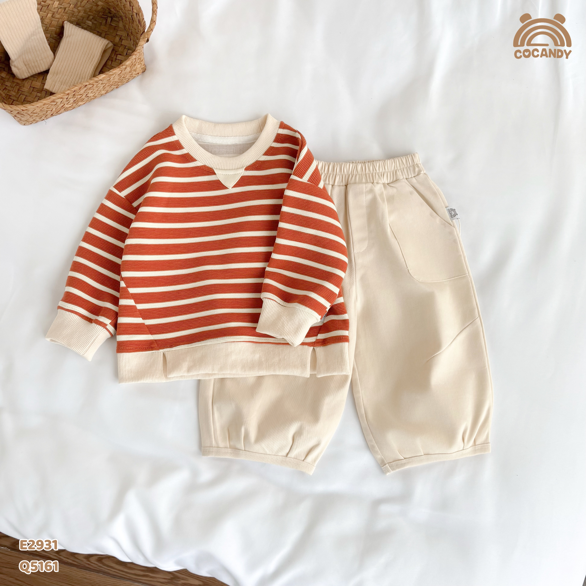 Áo dài nỉ kẻ CAM BE form sweater_thumbnail_2