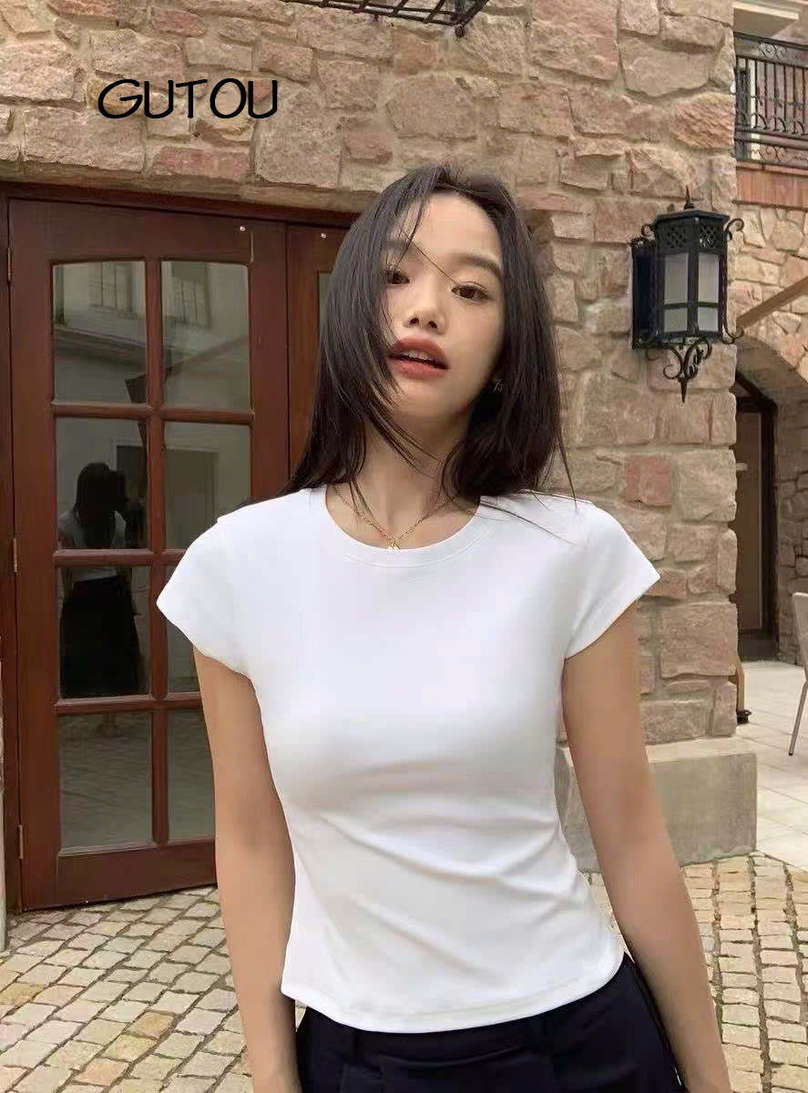 [ GUTOU ] Áo Thun Ôm Body Cổ Tròn Tay Ngắn Basic_thumbnail_6
