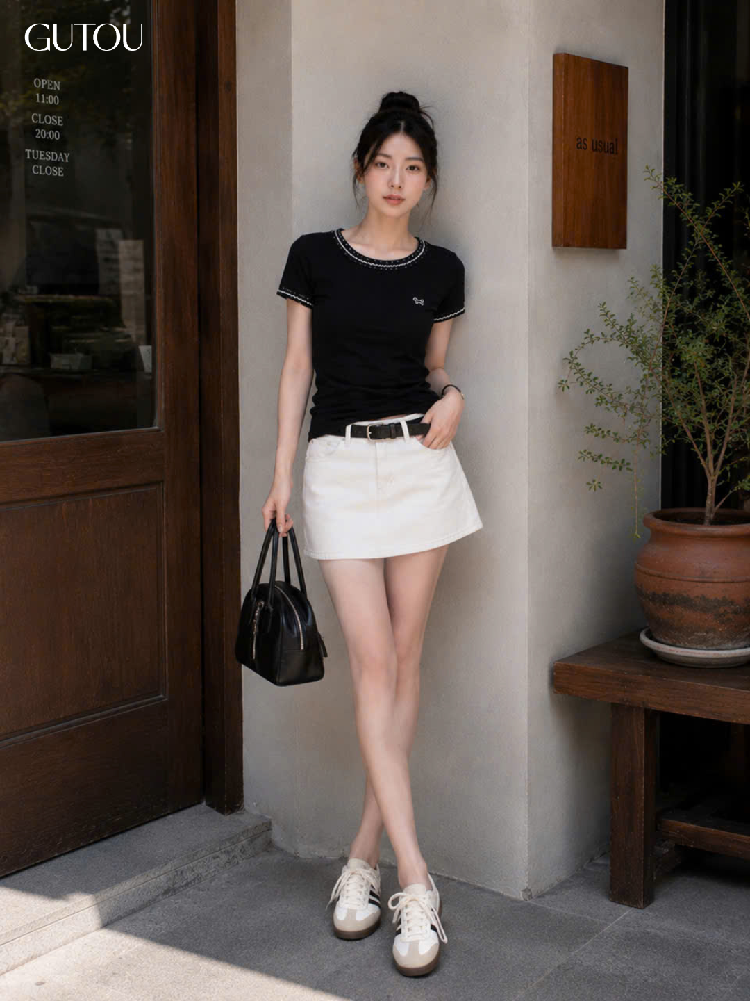 [ GUTOU ] Áo Thun Slim Fit Viền Nổi Phối Họa Tiết_thumbnail_9