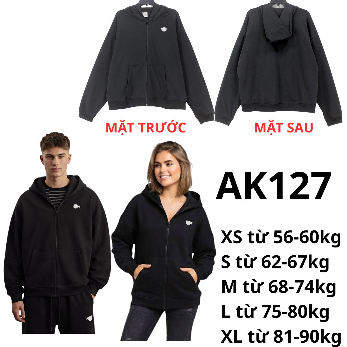 AK127- Áo khoác đen