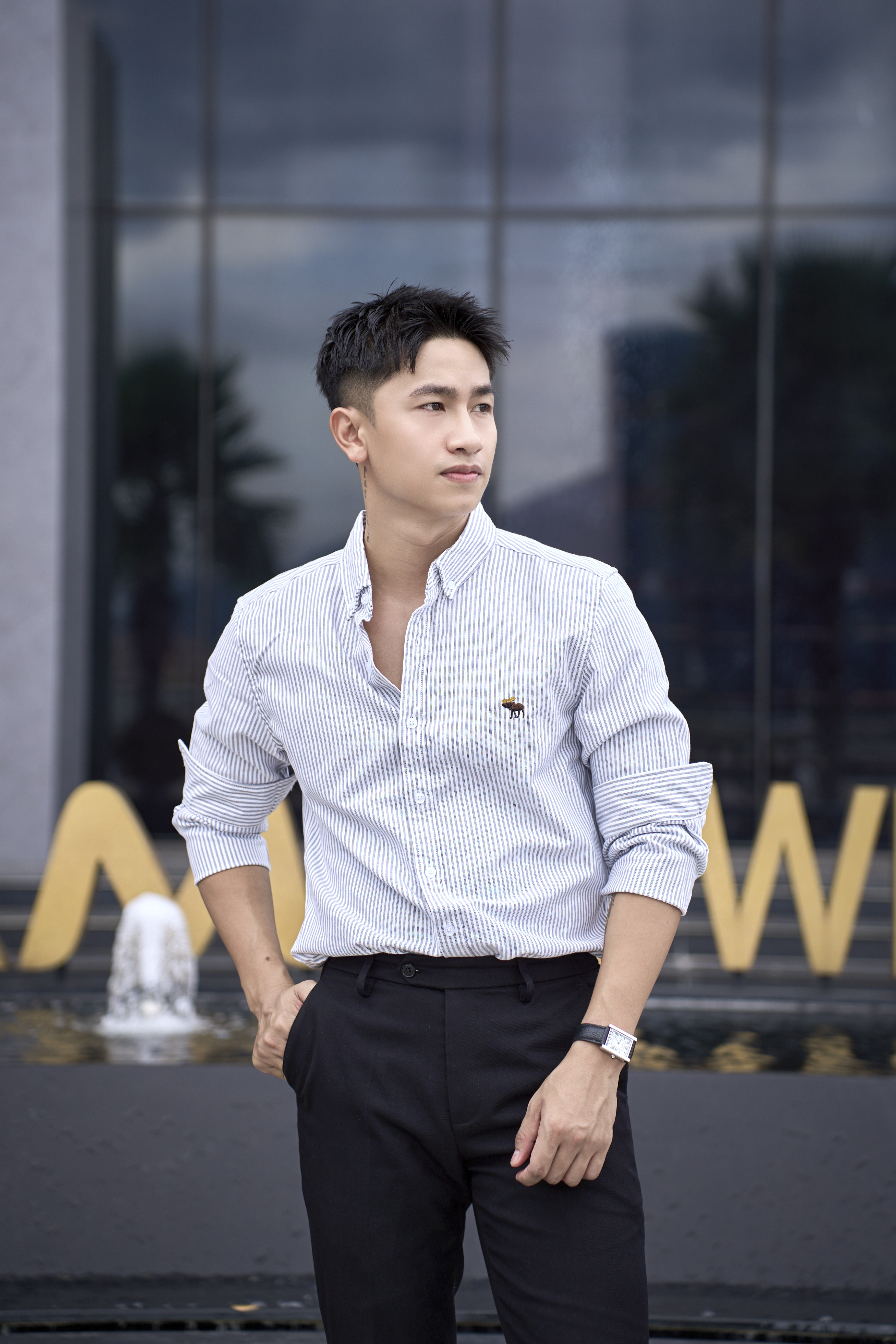SA101 - Áo sơ mi nam dài tay kẻ sọc phong cách Nhật, dáng rộng thoải mái, chất cotton mềm mại