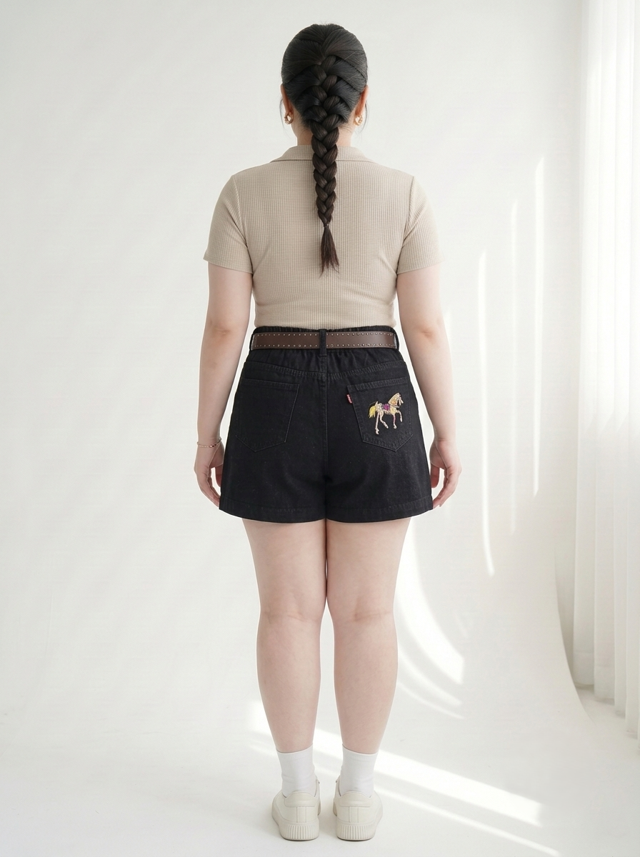 Quần Short Jean Lửng Ép Đá Bigsize Lưng Thun Sau - Đen, Trắng, Xanh Nhạt, Xanh Đậm - Vừa 55–90kg - T-QSJ75_thumbnail_7