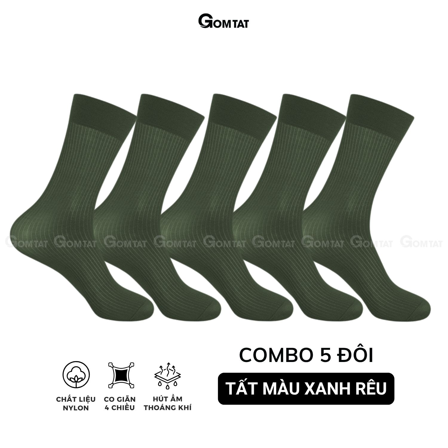 Hộp 5 đôi vớ công sở nam GOMTAT chất nylon cao cấp, họa tiết sọc gân xuyên thấu GEN-A094_thumbnail_2