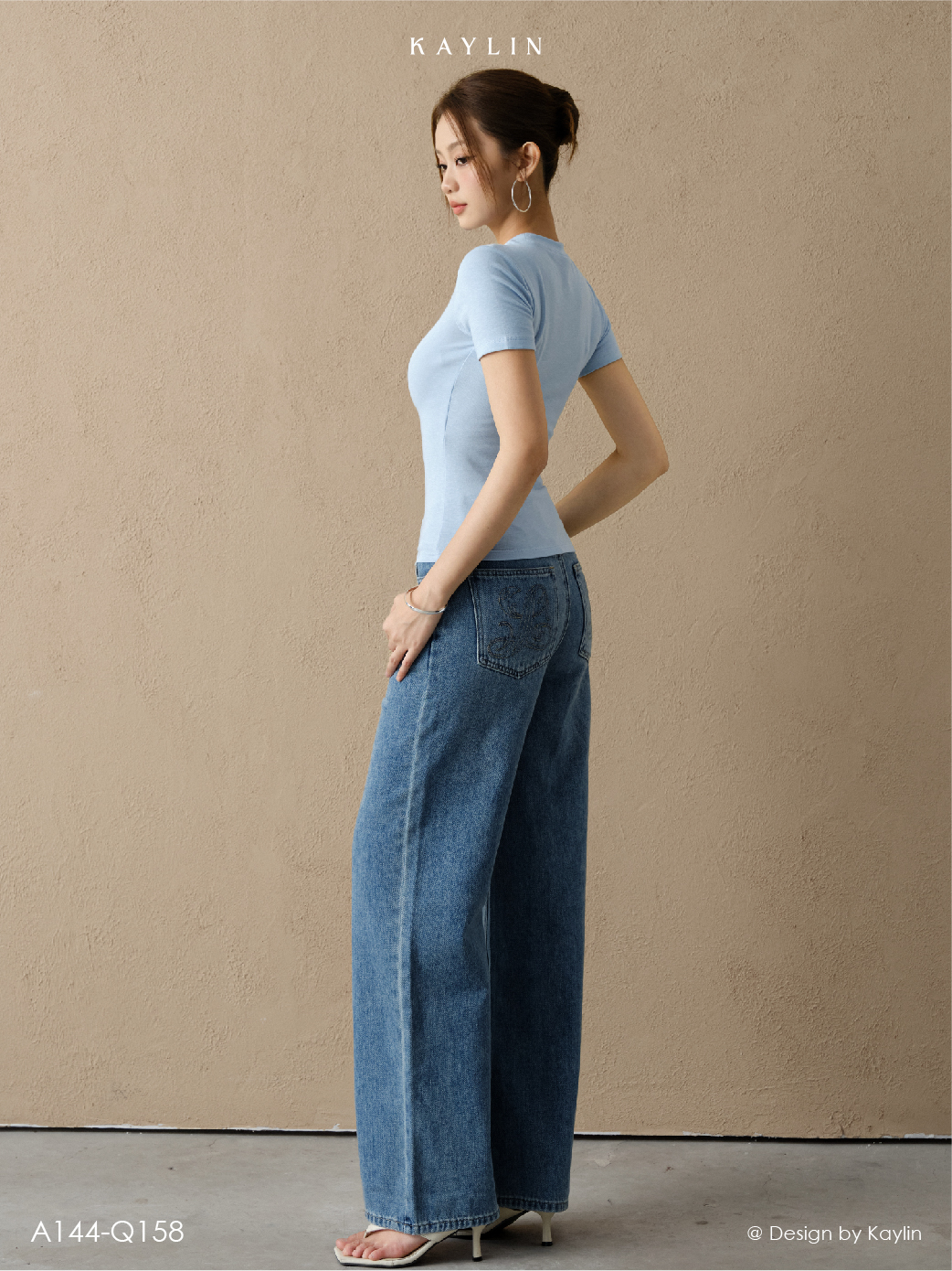 Quần Jean Suông Túi Thêu KAYLIN Mila Denim