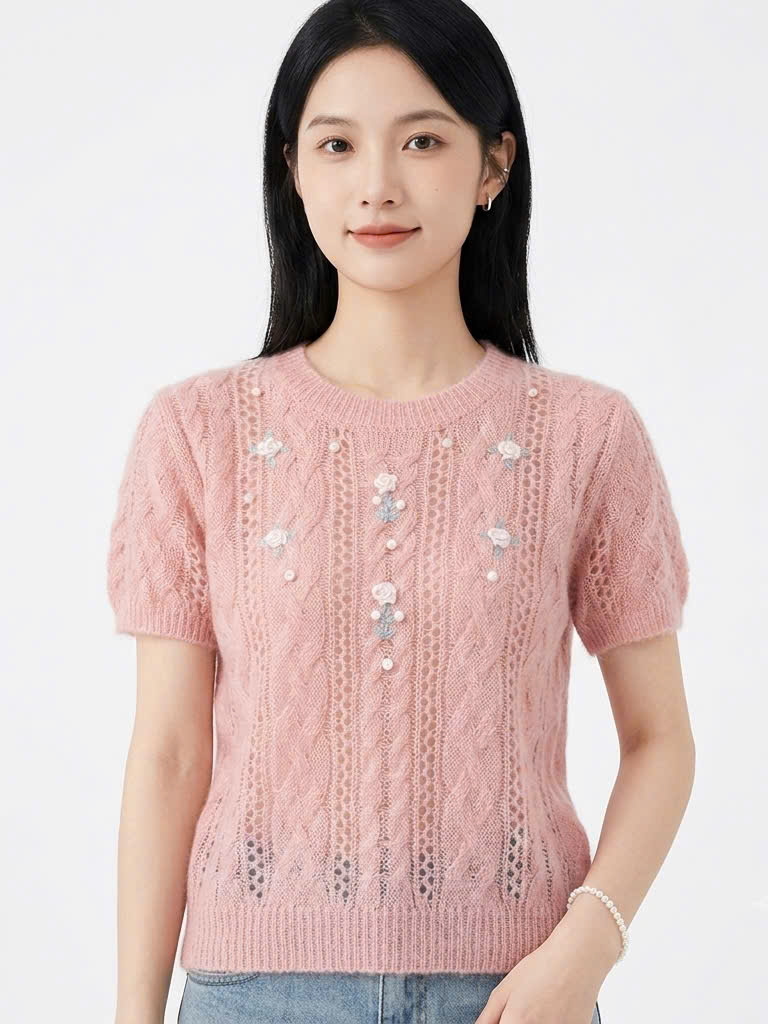 MS FG2702348 - Áo dệt kim ngắn tay cổ tròn