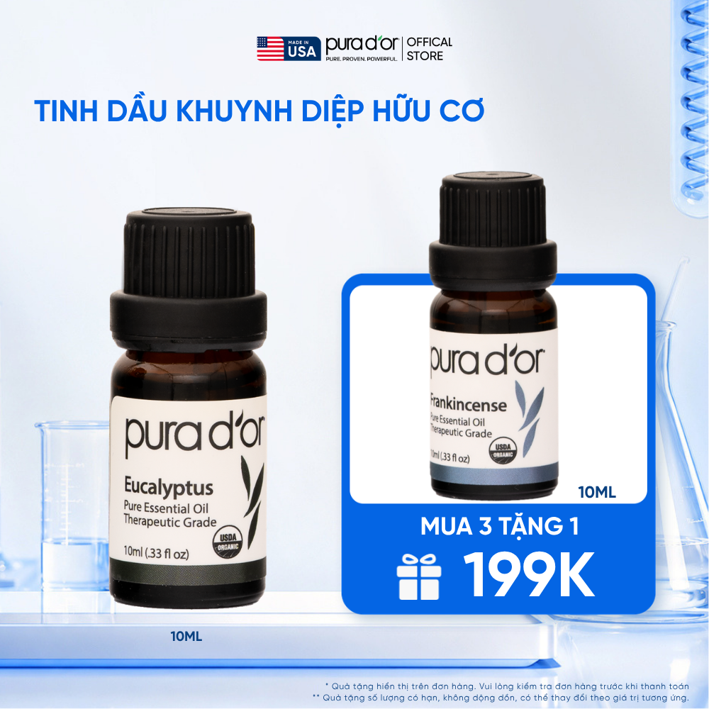 Tinh Dầu Khuynh Diệp Hữu Cơ PURA D’OR Therapeutic Grade Eucalyptus Essential Oil 10ML_thumbnail_0
