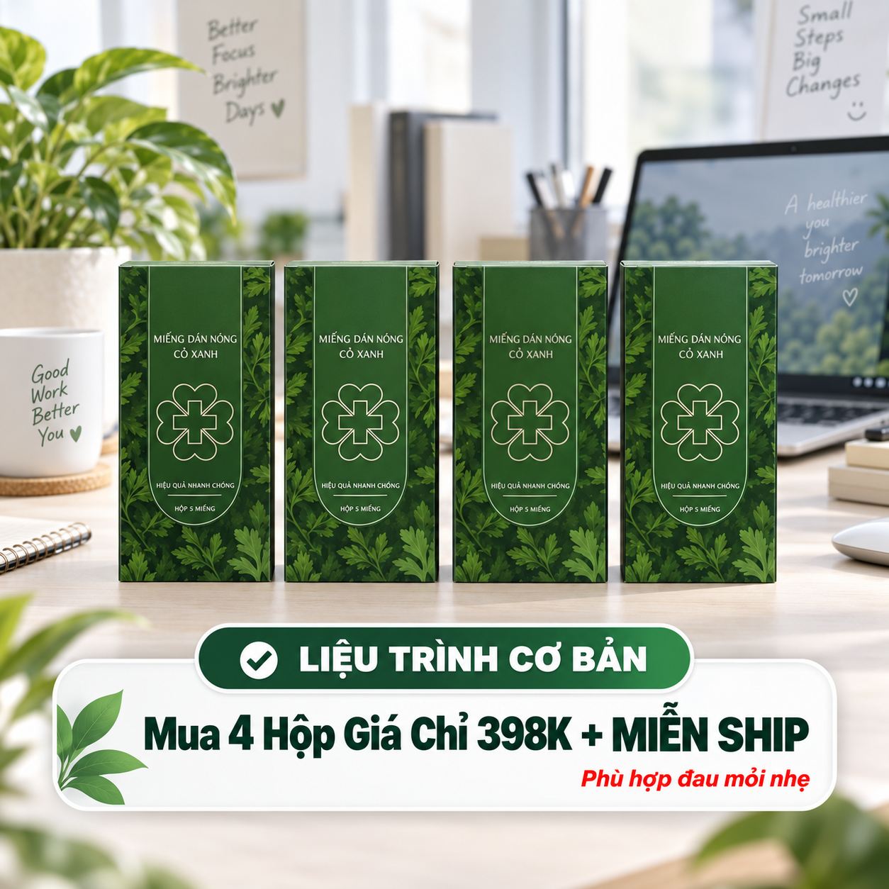 4 Hộp Miếng Dán Nóng Cỏ Xanh