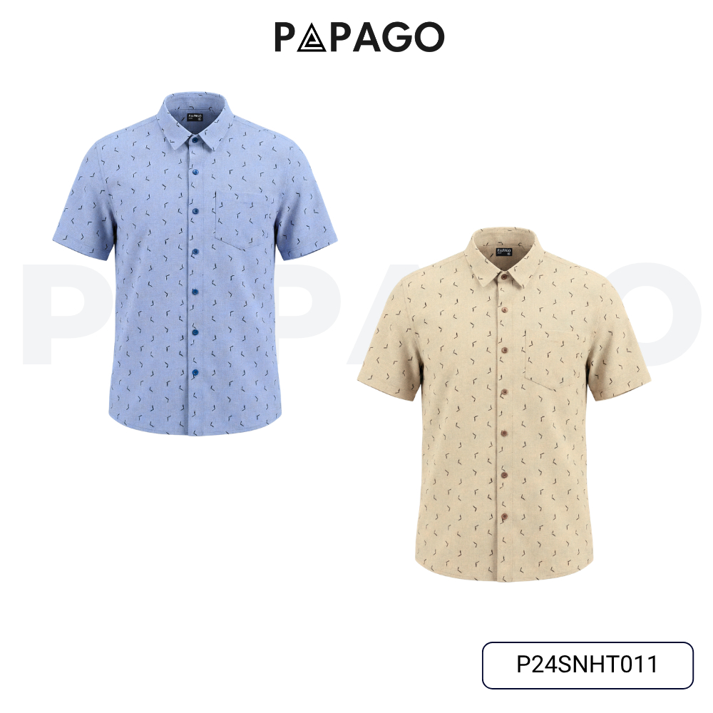 Combo 2 Áo Sơ Mi Nam Trung Niên PAPAGO Vải Xô Đũi Họa Tiết, Thấm Hút Mồ Hôi, Thoáng Khí - CB2SNHT011_thumbnail_4