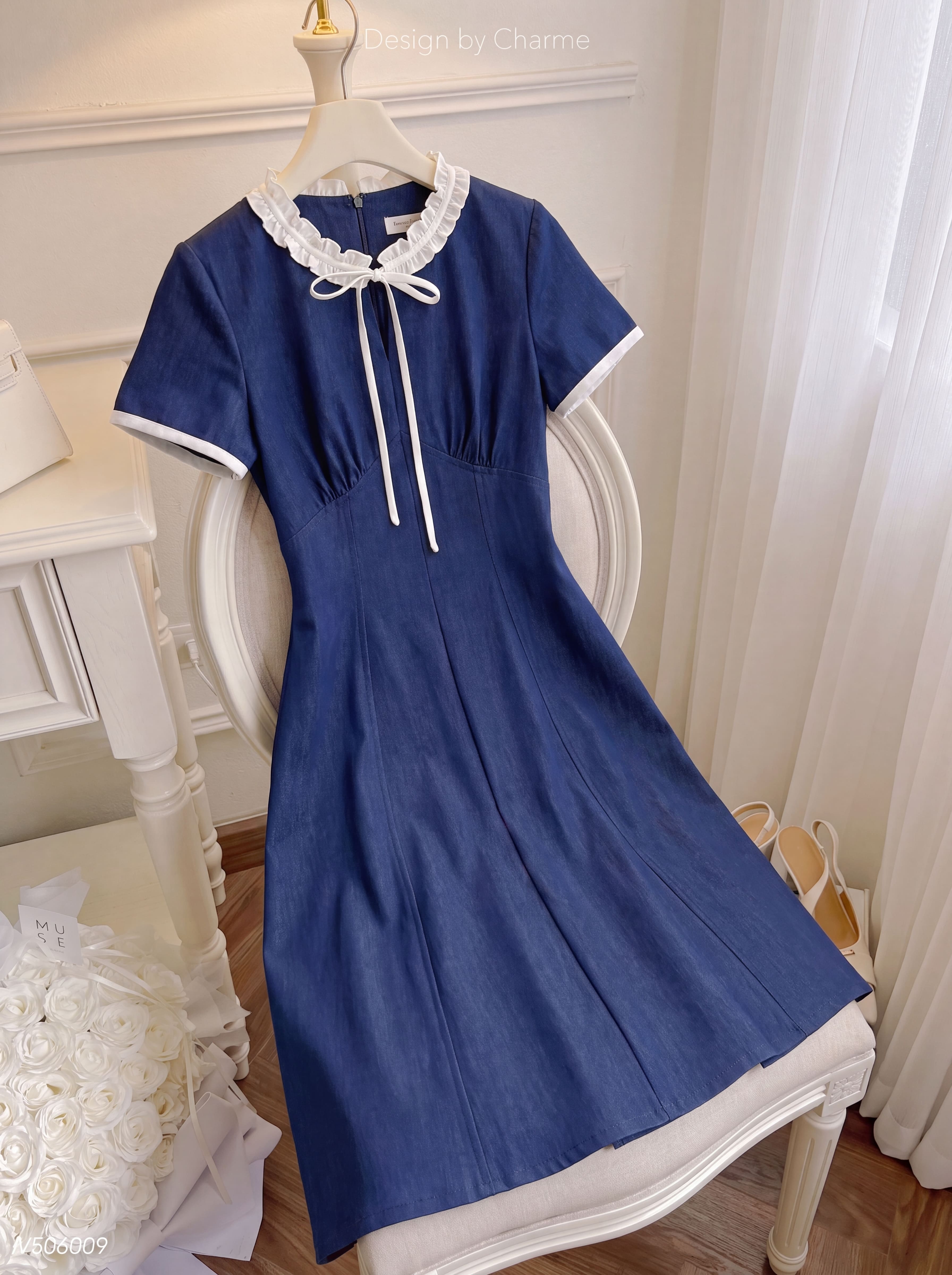 Váy denim cộc tay phối cổ 607008_thumbnail_7
