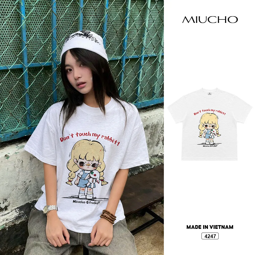Áo thun boxy chất vải xước thoáng mát Cute Rabbit Miucho 4247