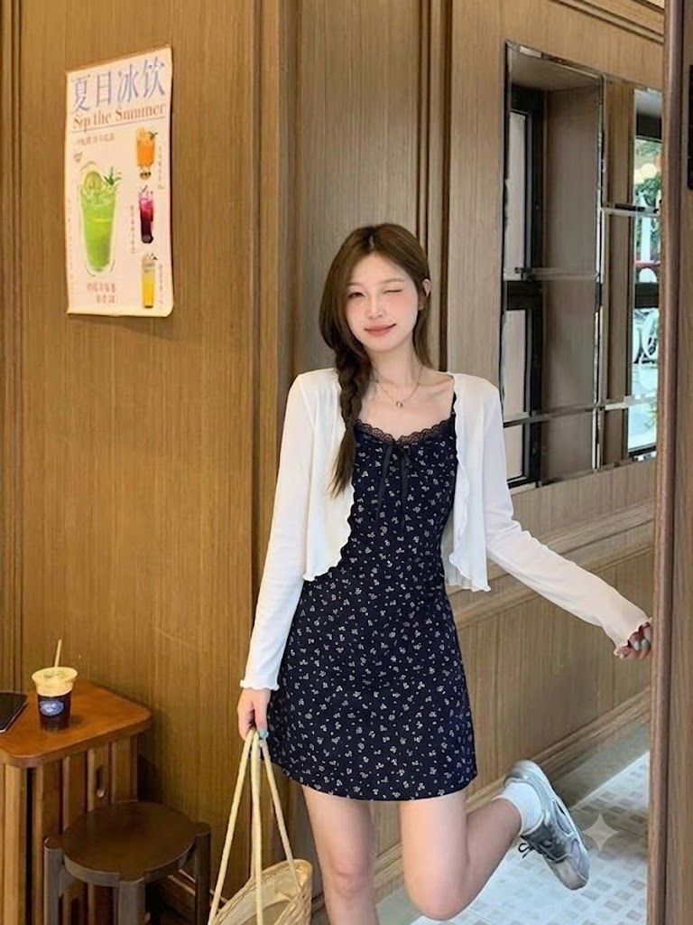 Lucas - Set váy hoa nhí thun co giãn dáng ngắn chân xòe + áo khoác cardigan_thumbnail_4