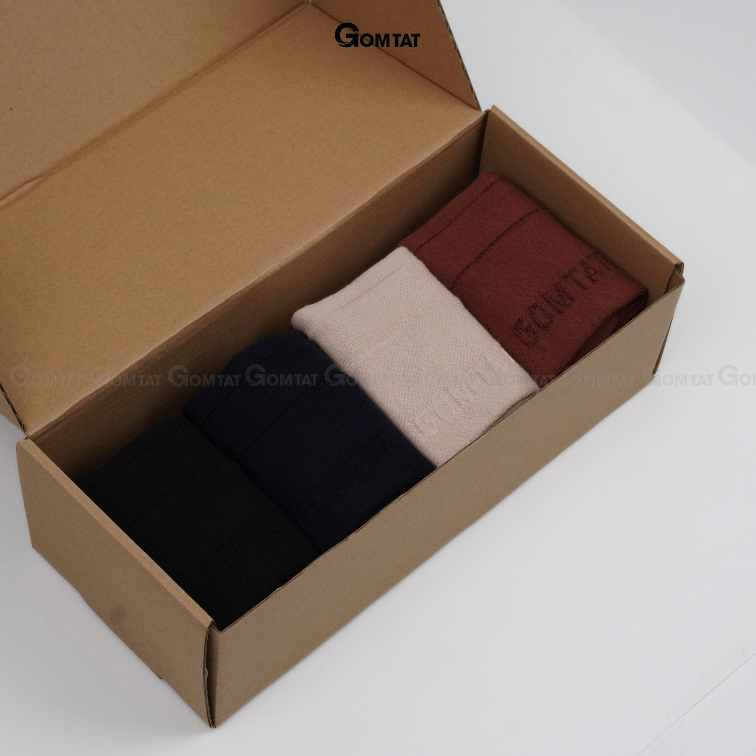 Hộp 4 đôi tất nam cao cổ GOMTAT mẫu gân chìm, chất liệu cotton thoáng mát, êm chân - STA-MIX09_thumbnail_4