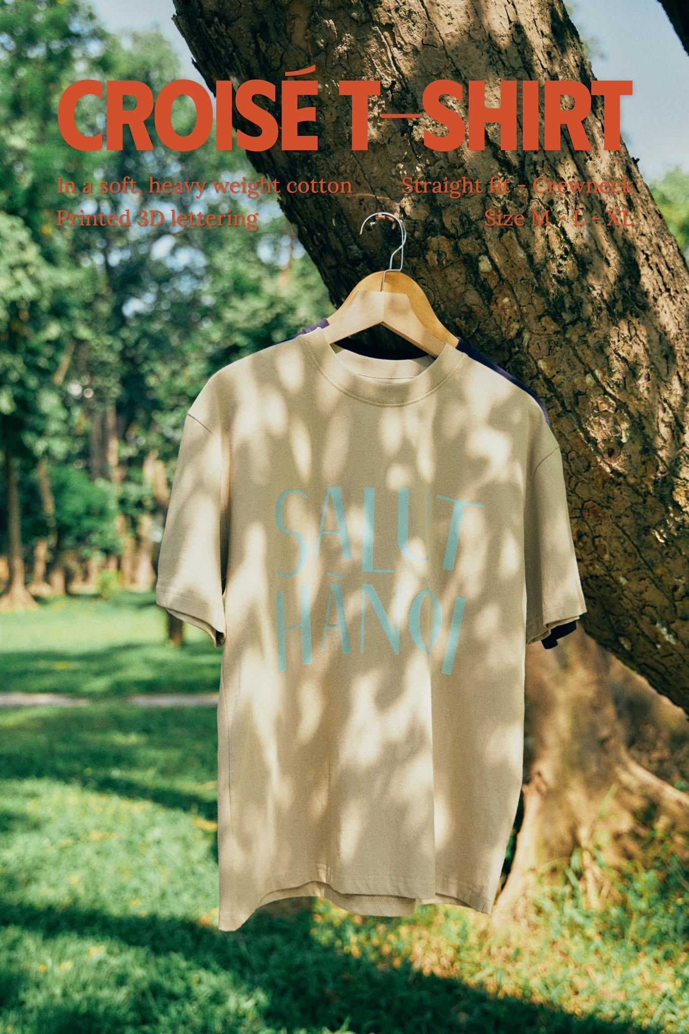 Áo Thun CROISÉ SALUT HANOI Màu Ghi Xám In Chữ Xanh Mint Dáng Rộng Unisex Tối Giản Vintage Nam Nữ_thumbnail_13