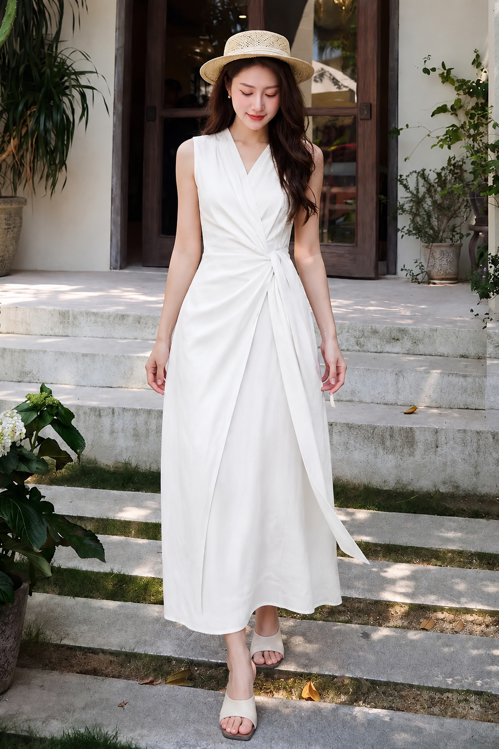 LV031 - VÁY TRẮNG ĐÁP CHÉO